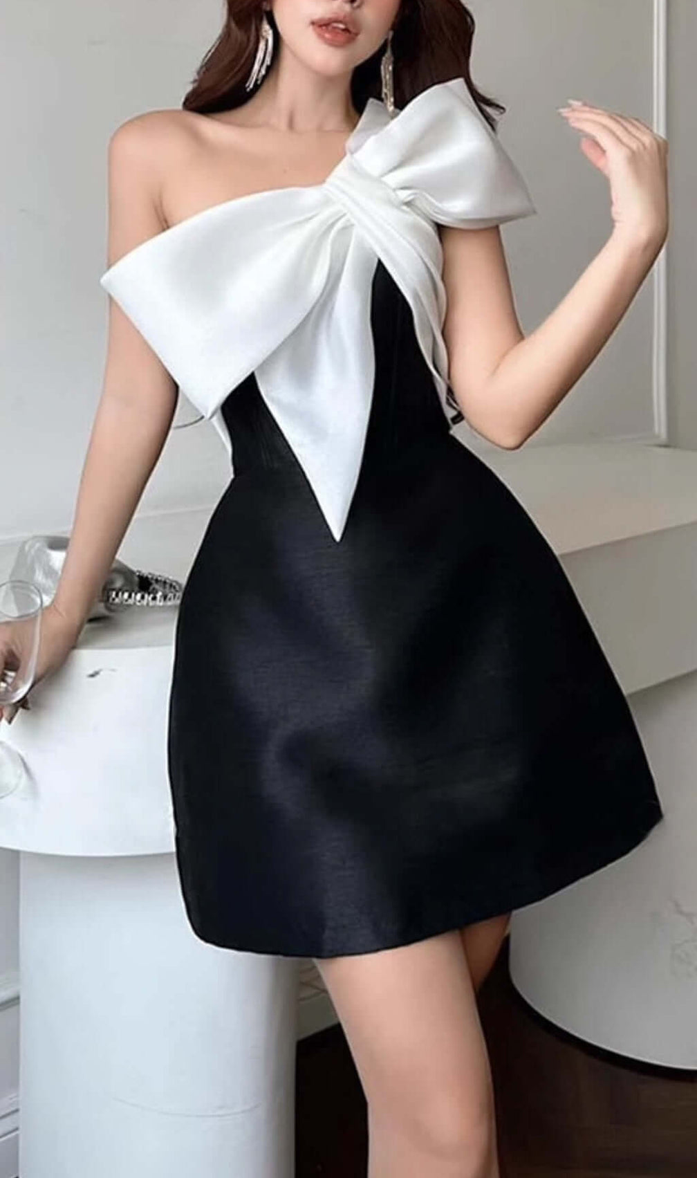 Arifah Bow Shoulder Mini Dress