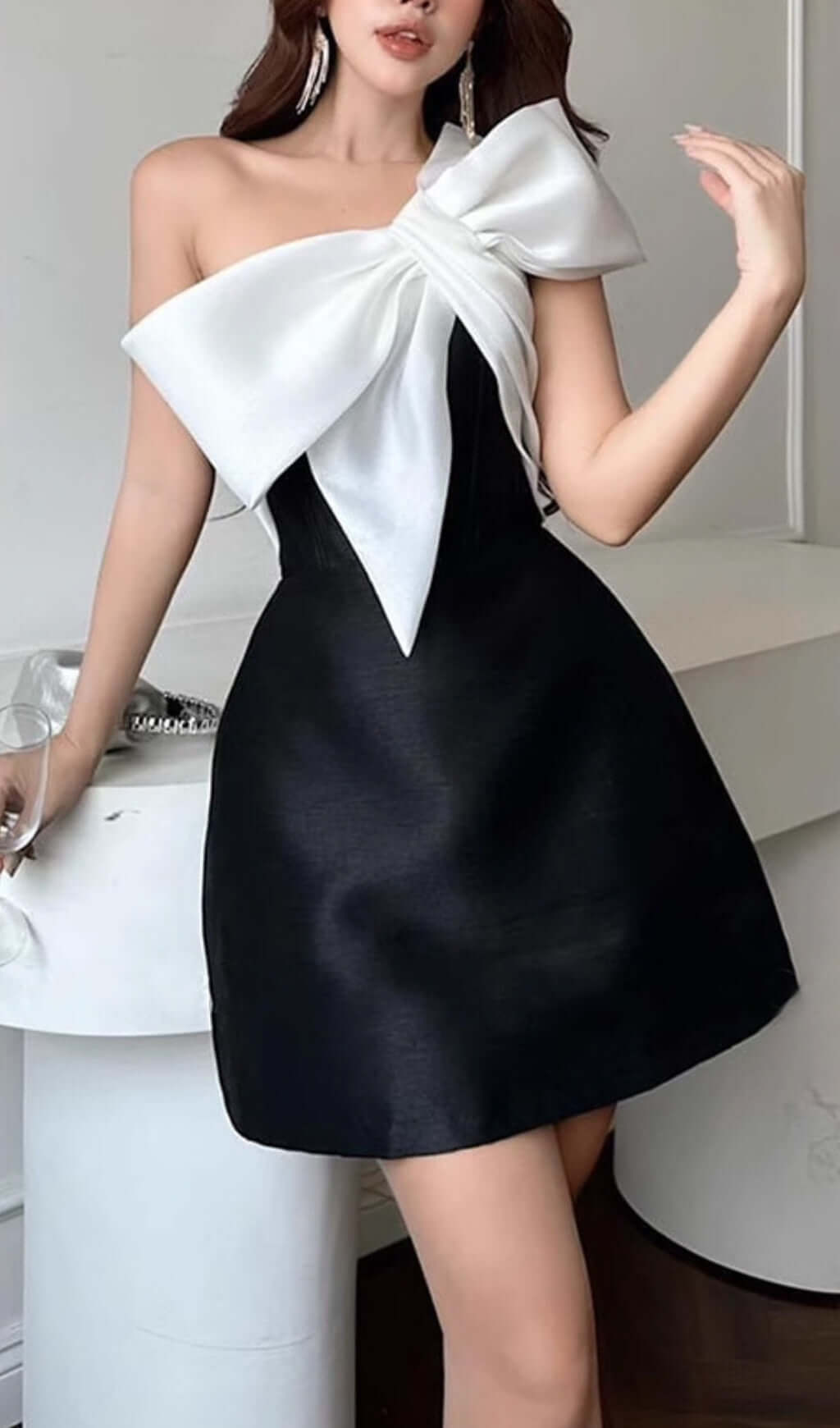 Arifah Bow Shoulder Mini Dress