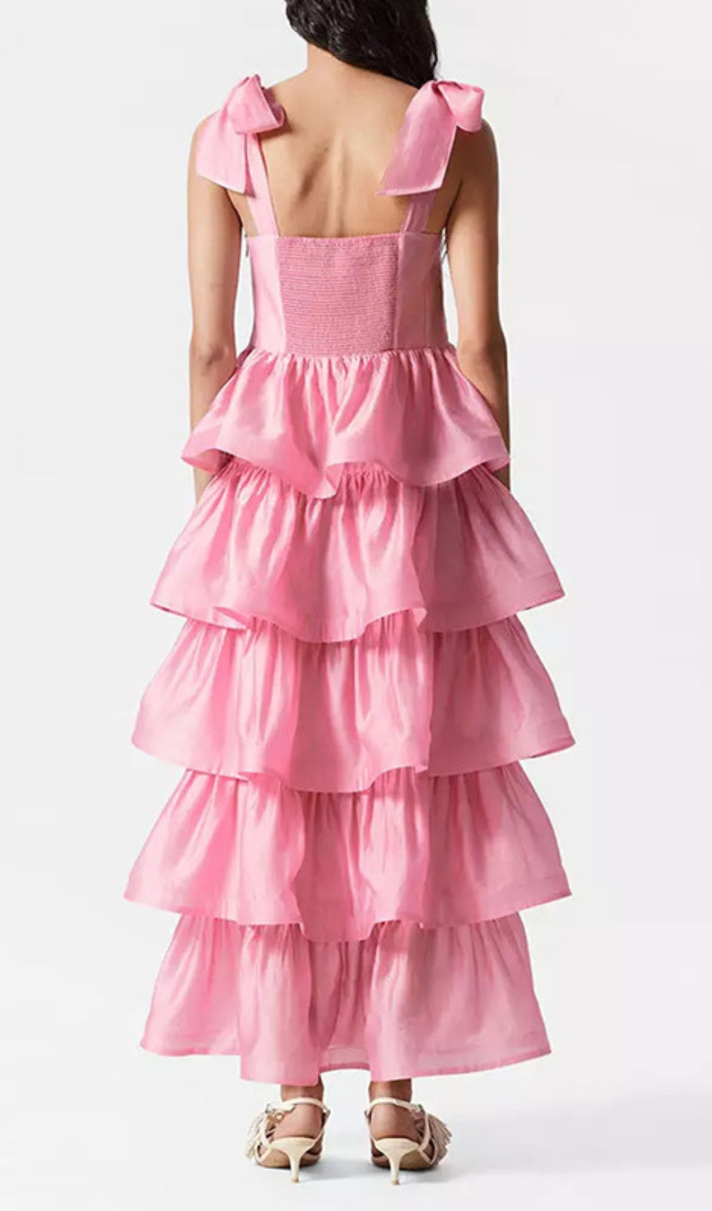 Edina Pink Ruffle Maxi Dress