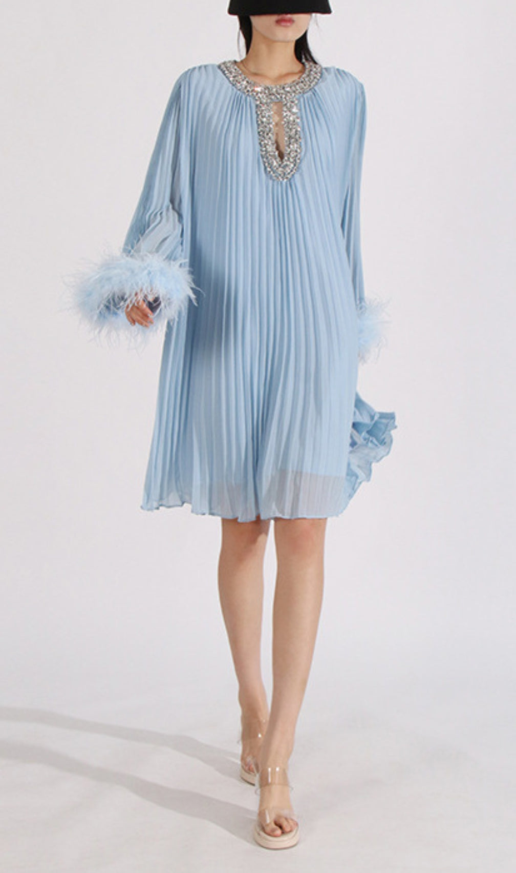 Carlson Diamond Fold Feather Mini Dress