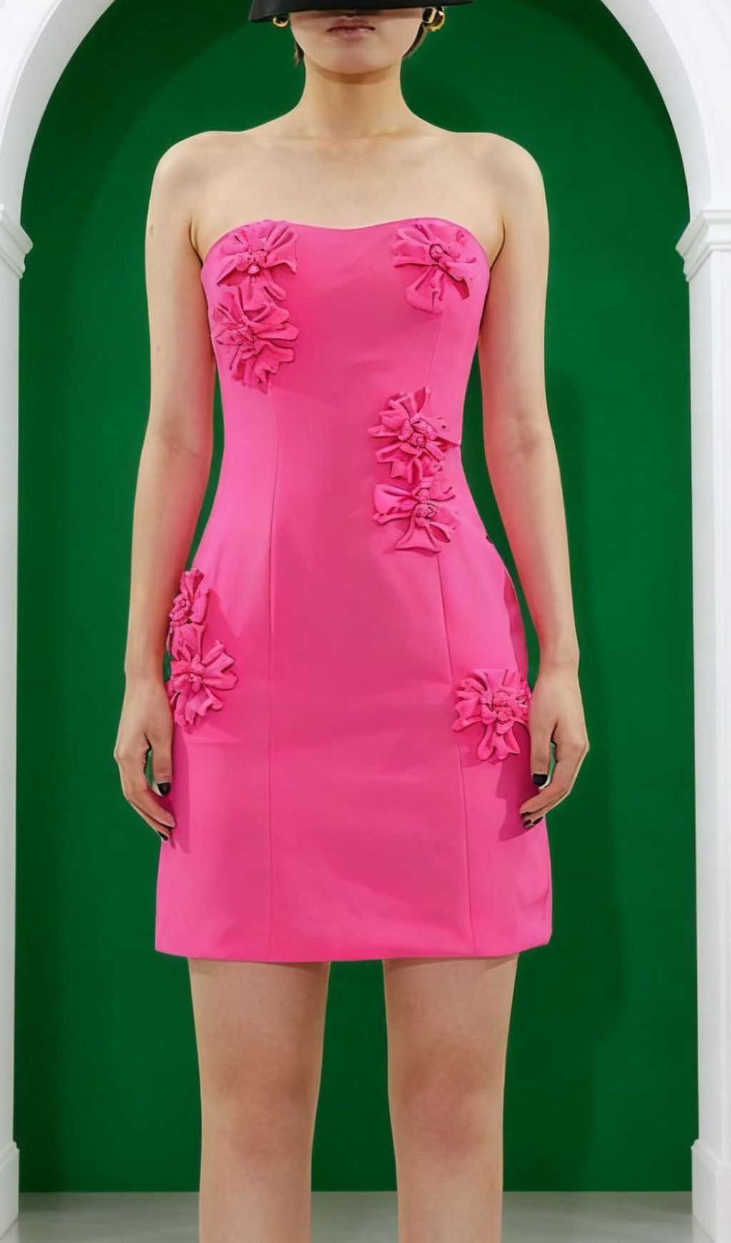 Holleen Pink 3D Floral Strapless Mini Dress - Sweetheart Neckline Party Dress for Women