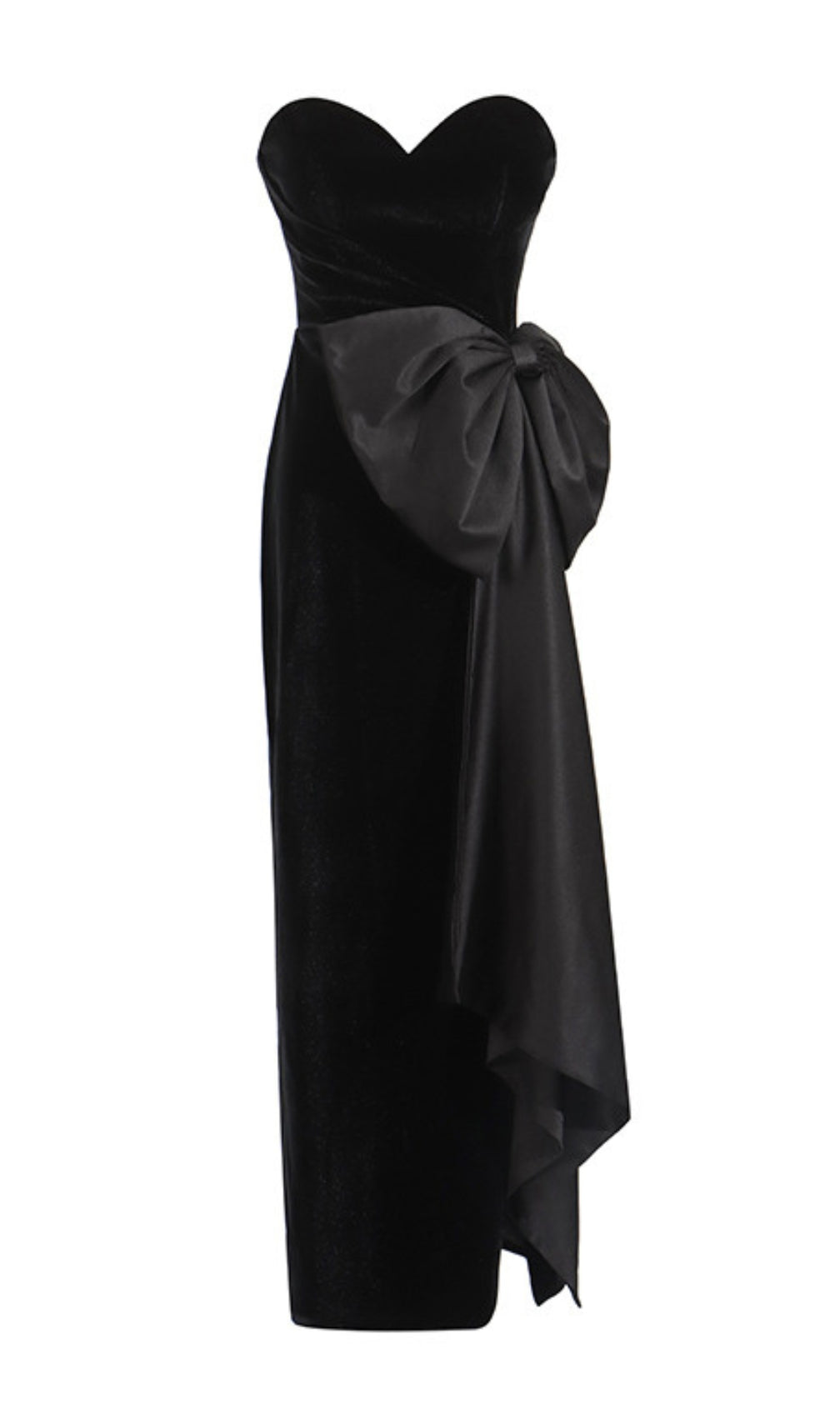 Desdra Black Strapless Bowknot Maxi Dress