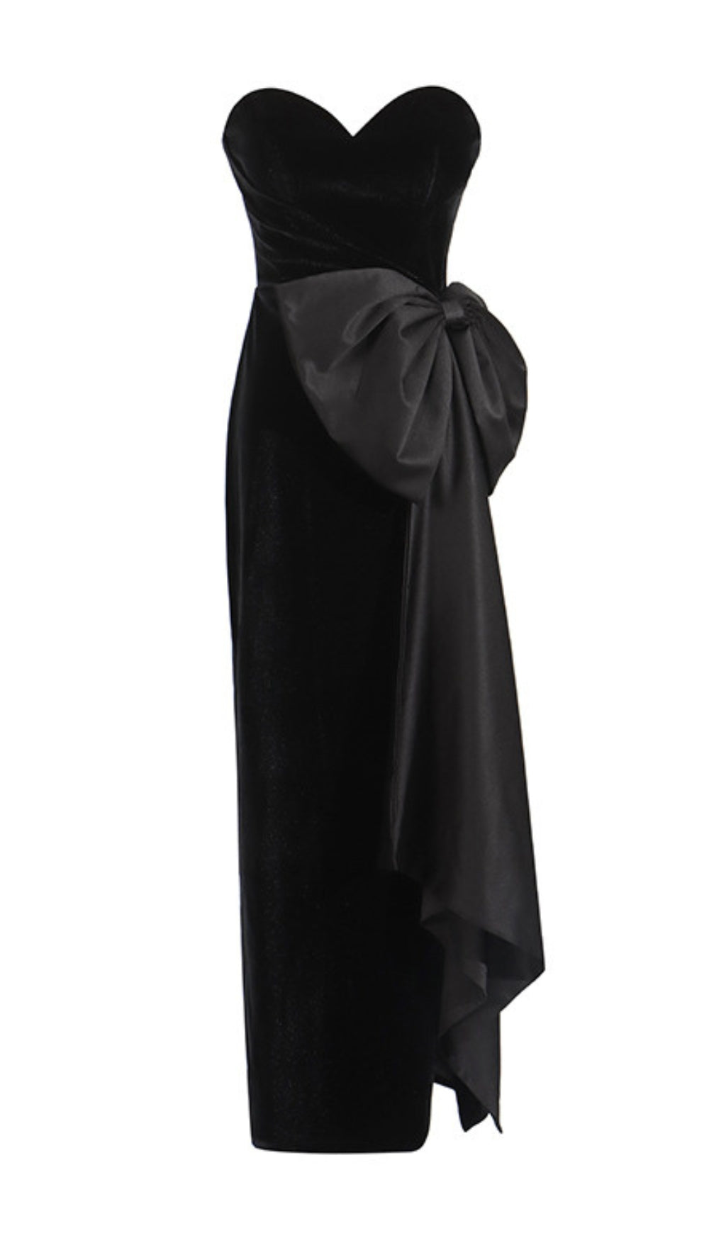 Desdra Black Strapless Bowknot Maxi Dress