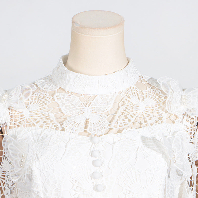 Ceyla Flower Embroidery Mesh Skirt Set