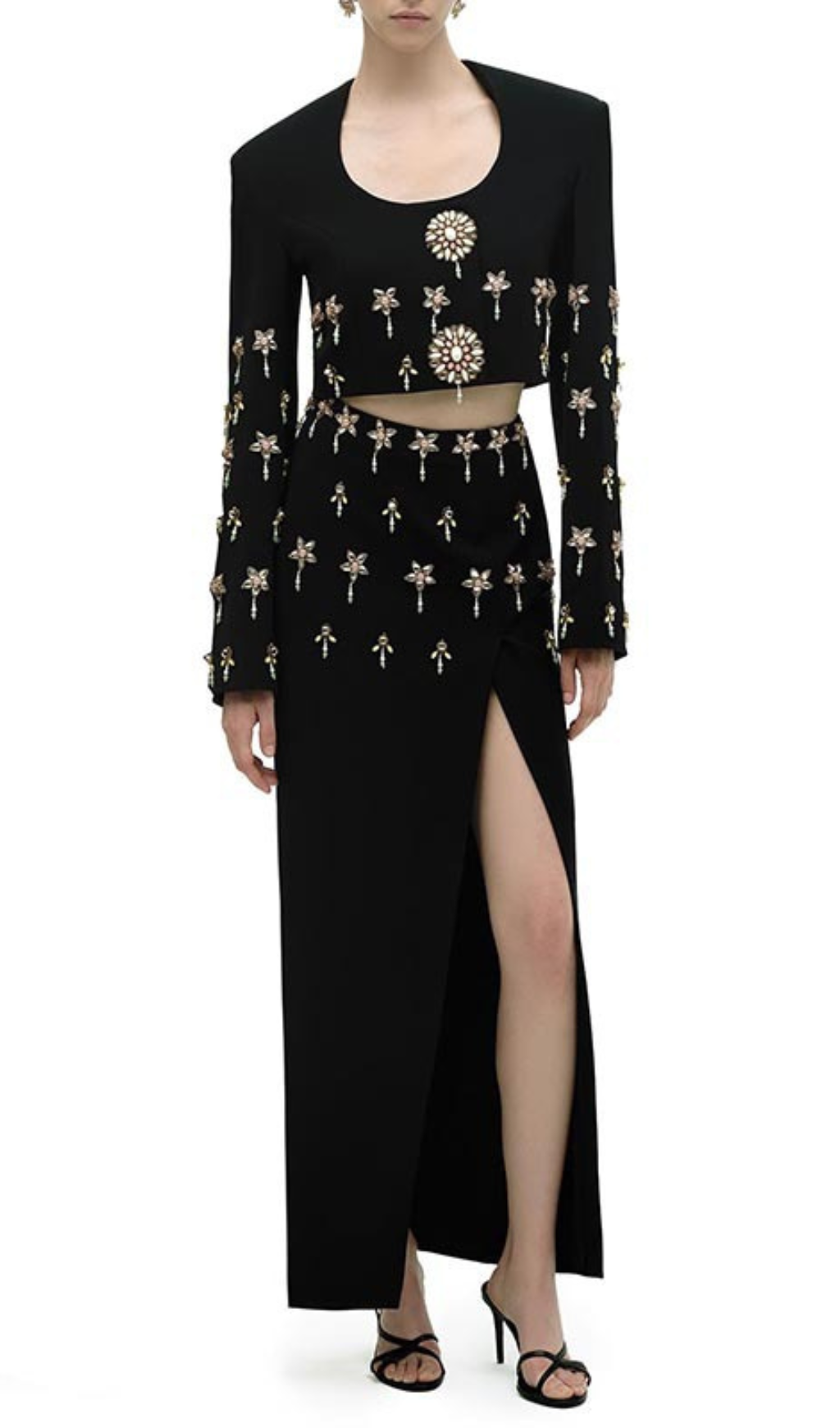 Ghadir Black Crystal Embellished Two-Piece Set