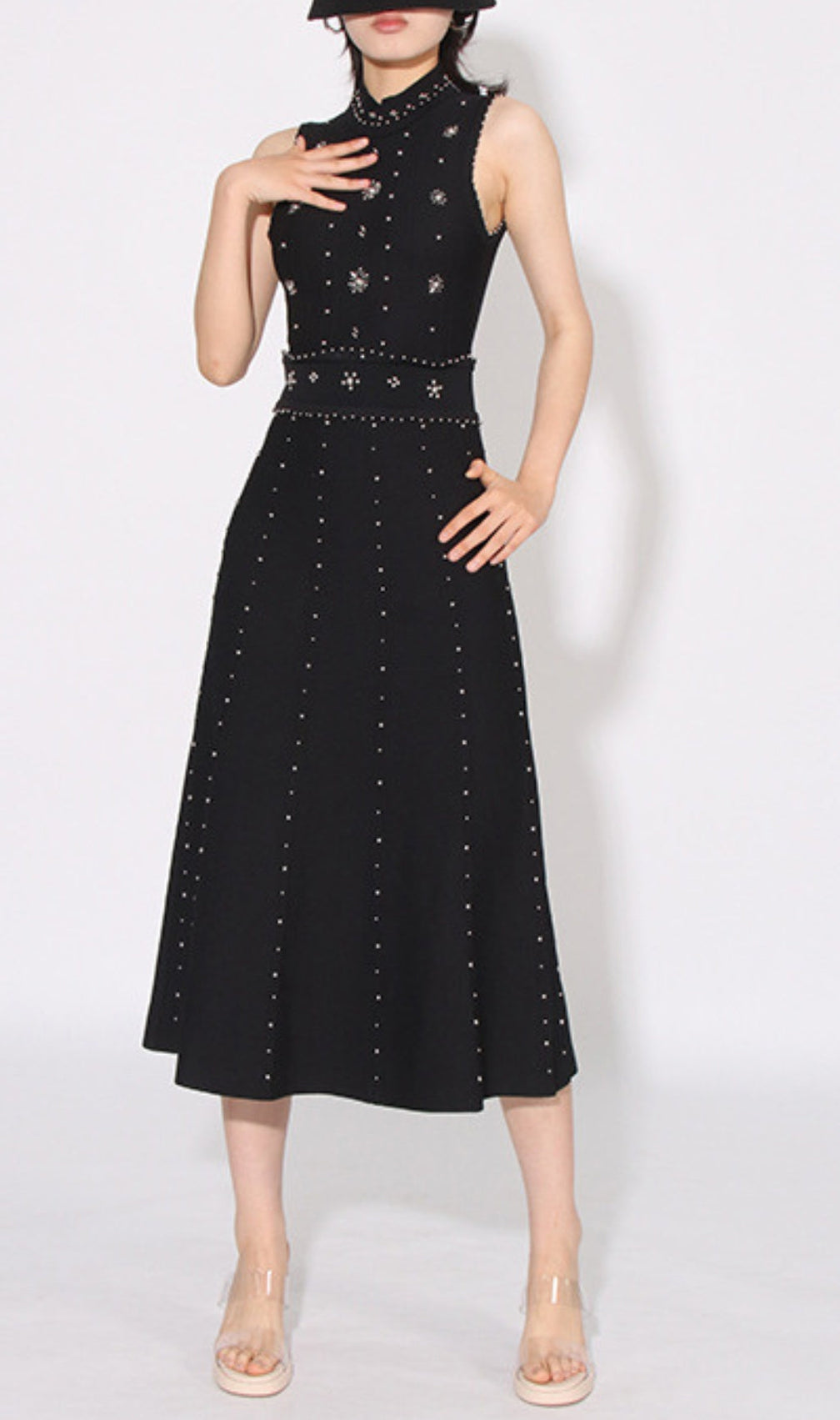 Arezo Black Bead Midi Dress