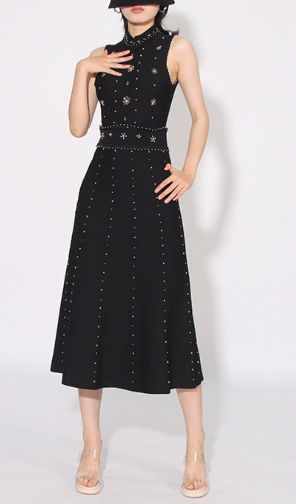 Arezo Black Bead Midi Dress