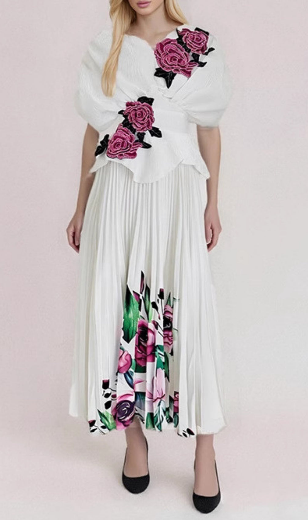Fran White Flower Maxi Dress