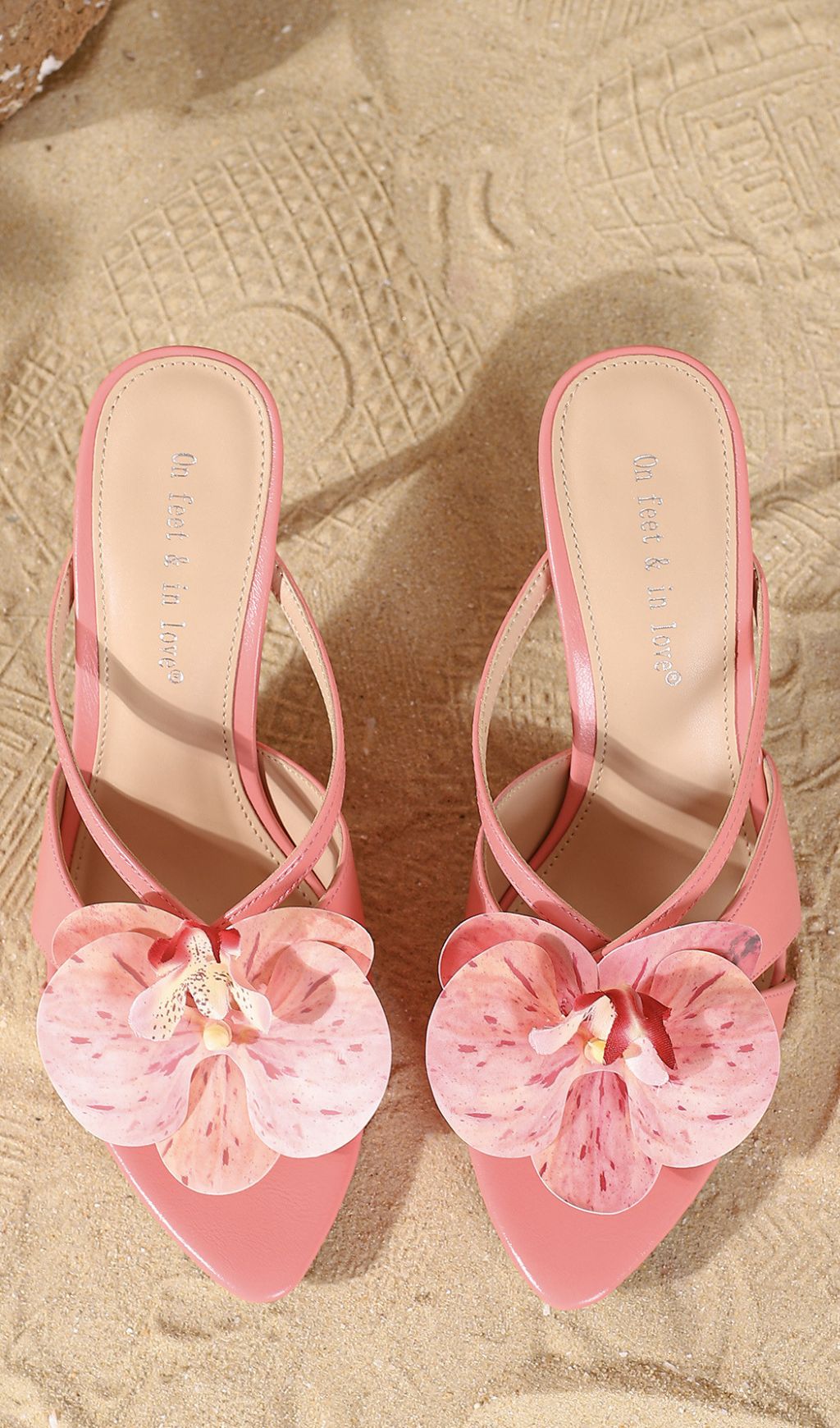 On Feet & In Love® Pink Orchid Strappy Heels | Hécate Collection