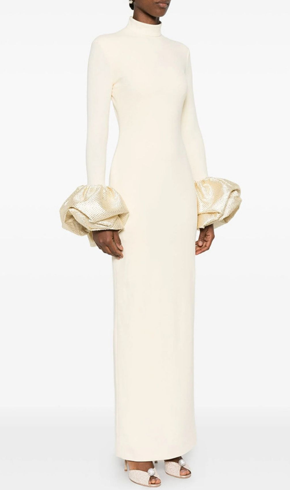 Journi Elegant Long Sleeve Diamante Cuff Maxi Dress – Formal Gown