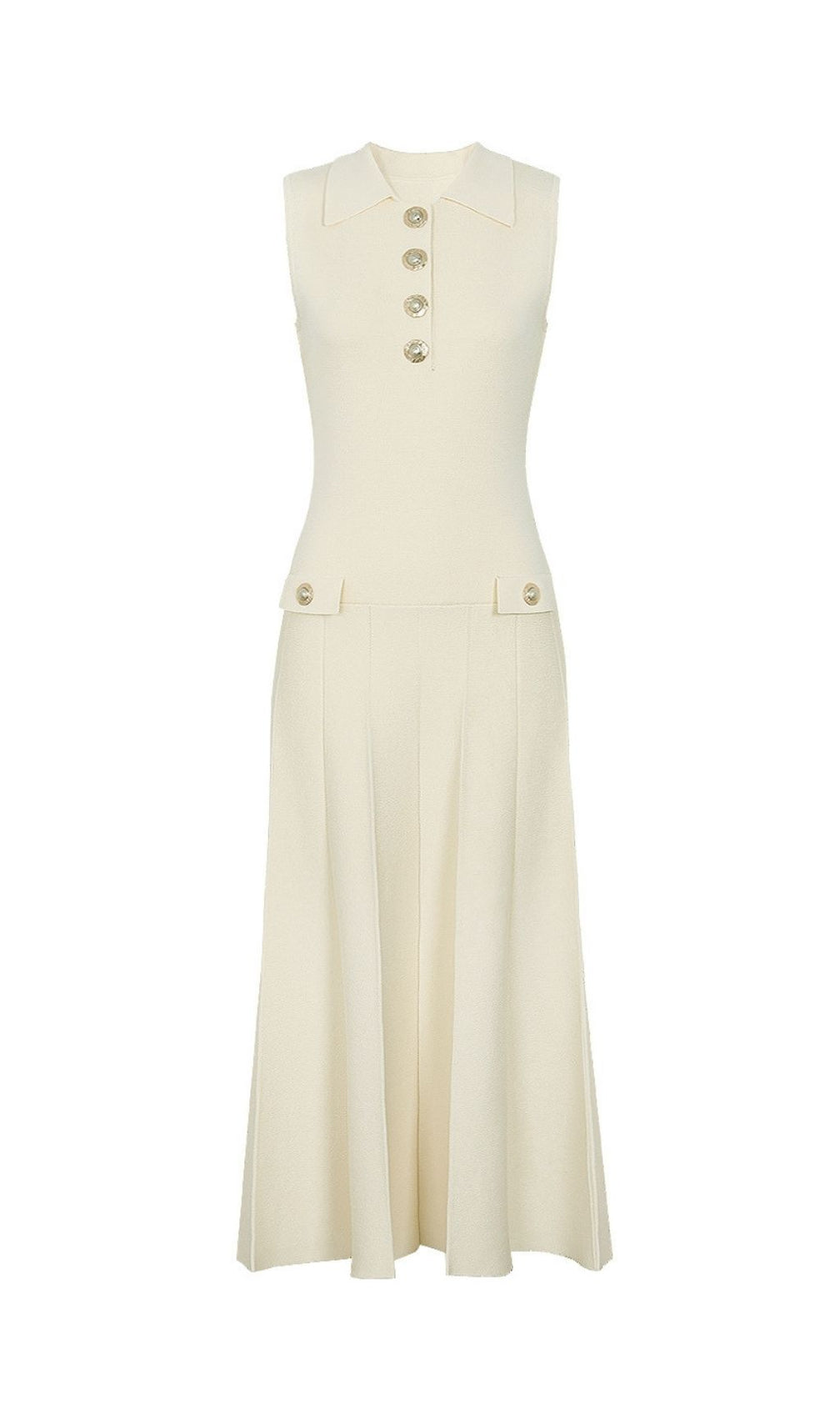 Kimiko Cream Sleeveless Knit Midi Dress