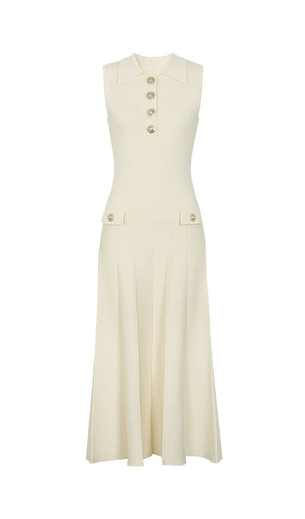 Kimiko Cream Sleeveless Knit Midi Dress