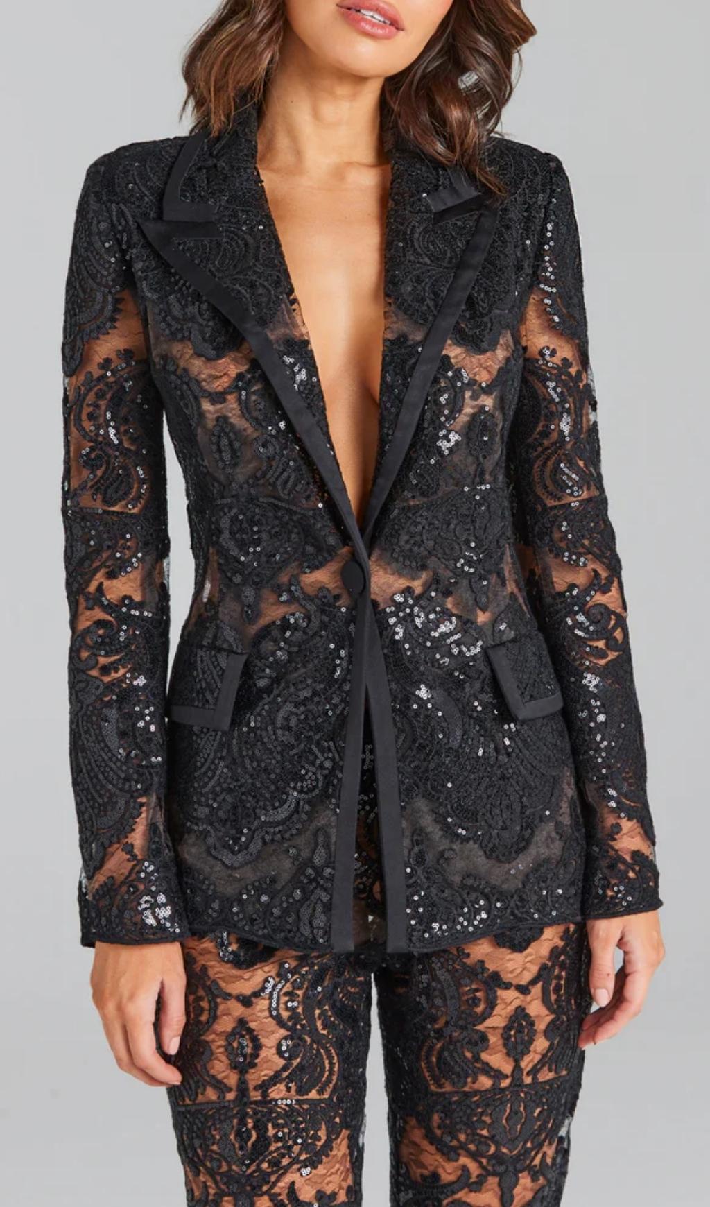 Black Lace Blazer And Pants