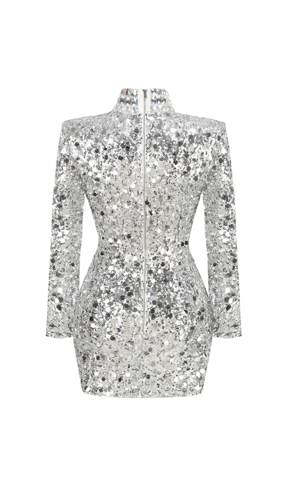Bartosz Long Sleeve Crystal Sequin Mini Dress