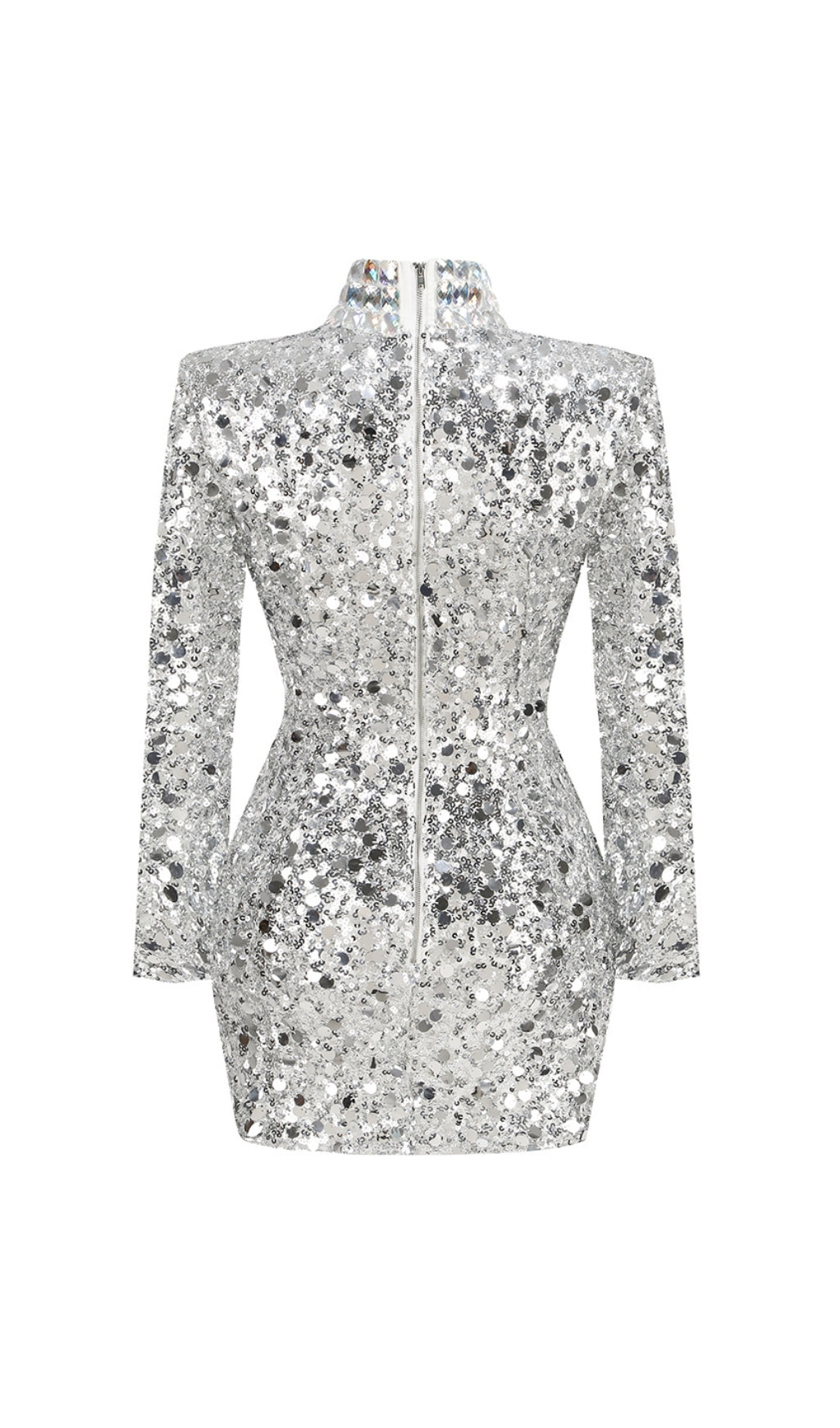 Bartosz Long Sleeve Crystal Sequin Mini Dress
