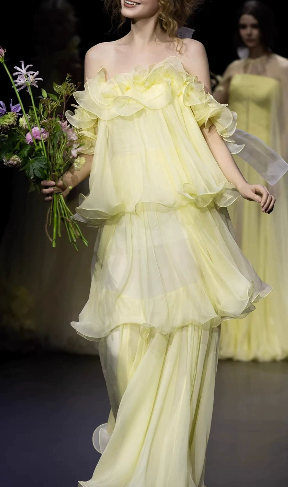 Kenadia Sunny Yellow Off-Shoulder Ruffle Maxi Dress - Effortless Summer Elegance