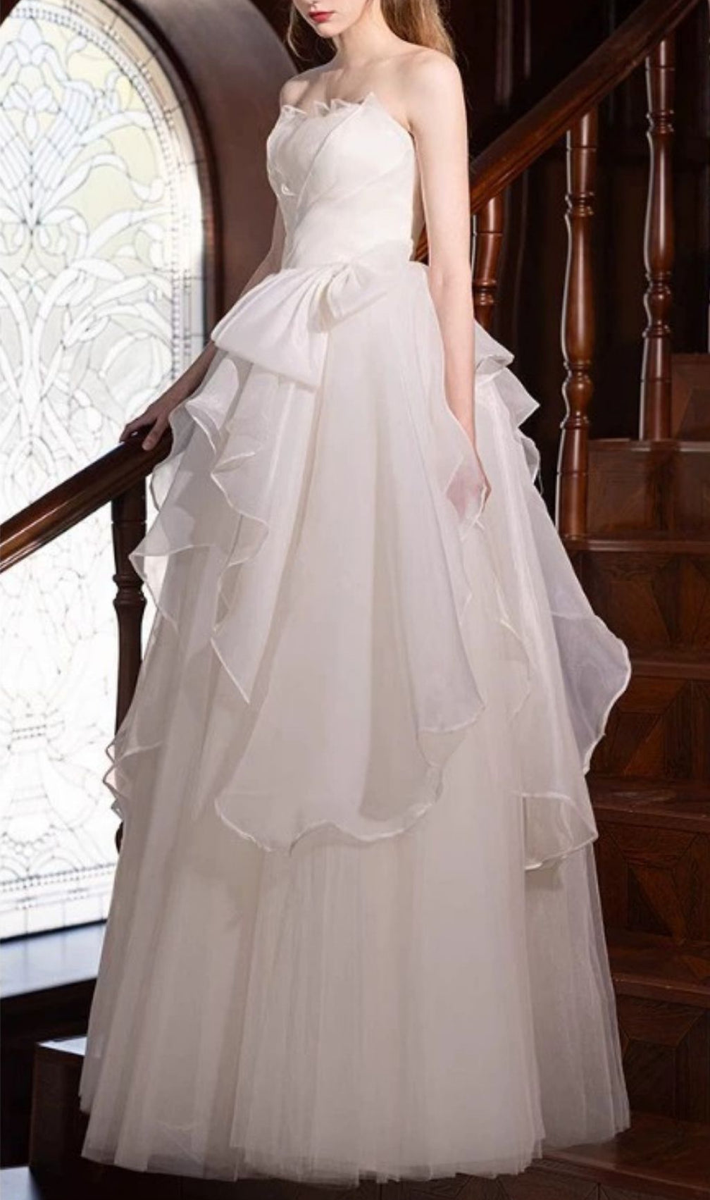 Karlie Ethereal White Strapless Ruffle Mesh Maxi Dress - Perfect for Bridal Events & Summer Galas