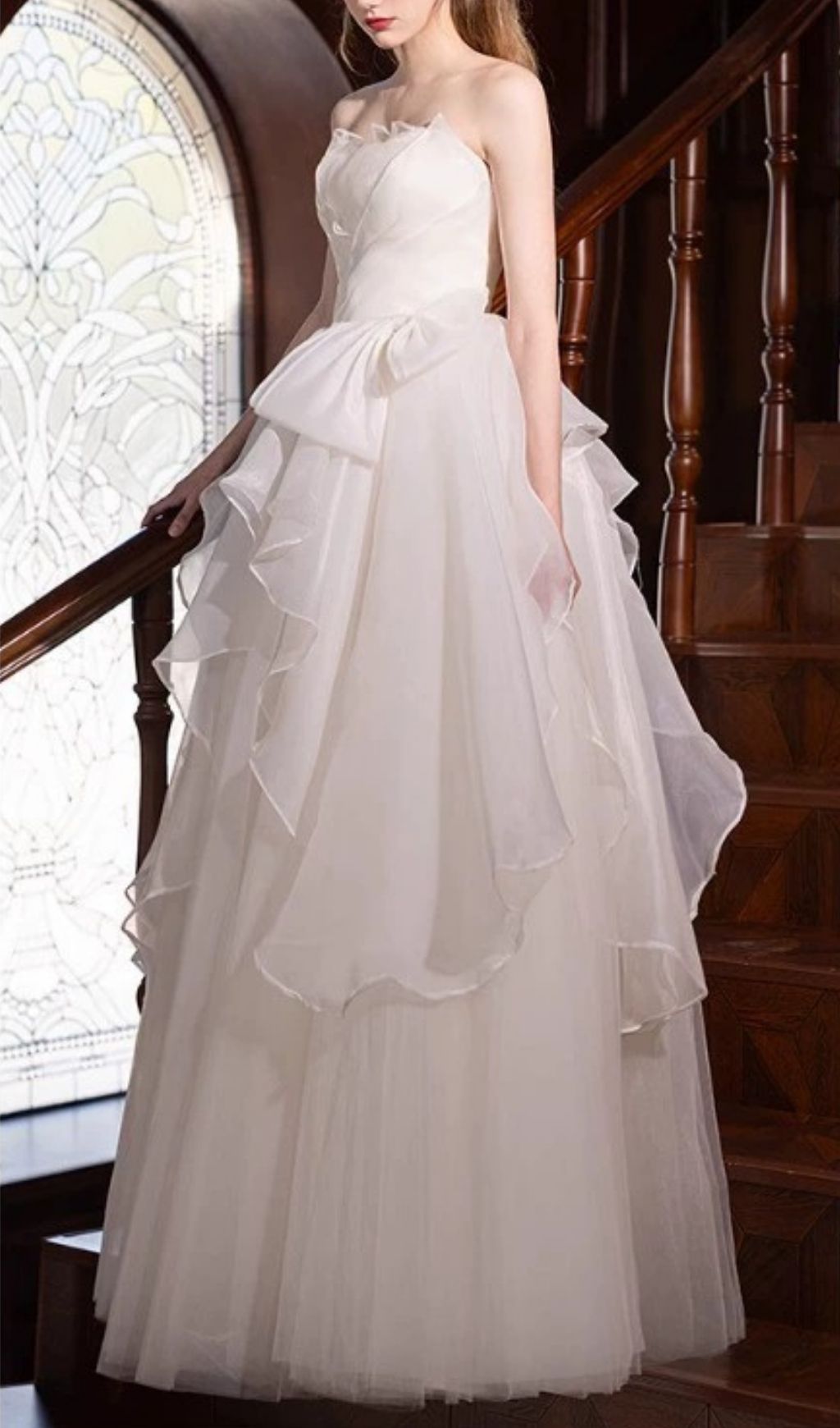 Karlie Ethereal White Strapless Ruffle Mesh Maxi Dress - Perfect for Bridal Events & Summer Galas