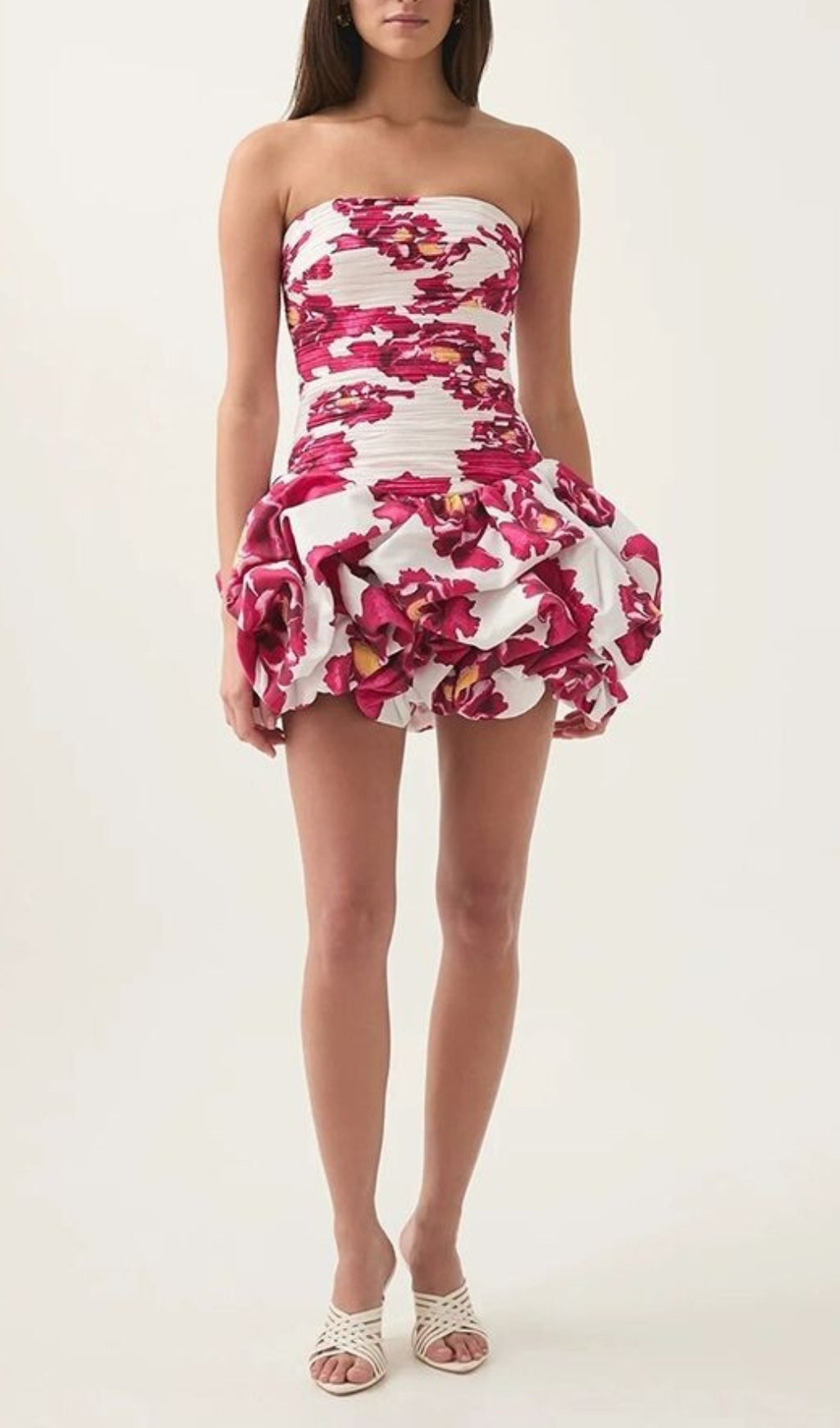 Clearo Strapless Pleated Hem Mini Dress