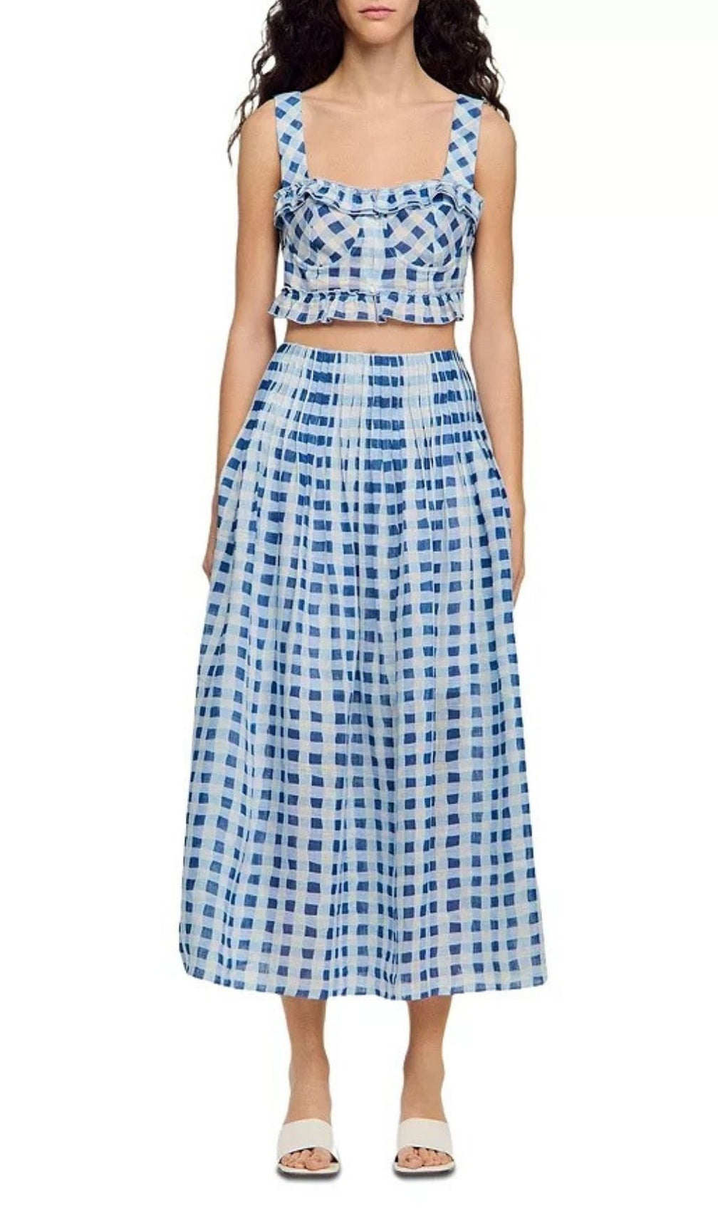 Poppy Gingham Linen Blend Maxi Skirt