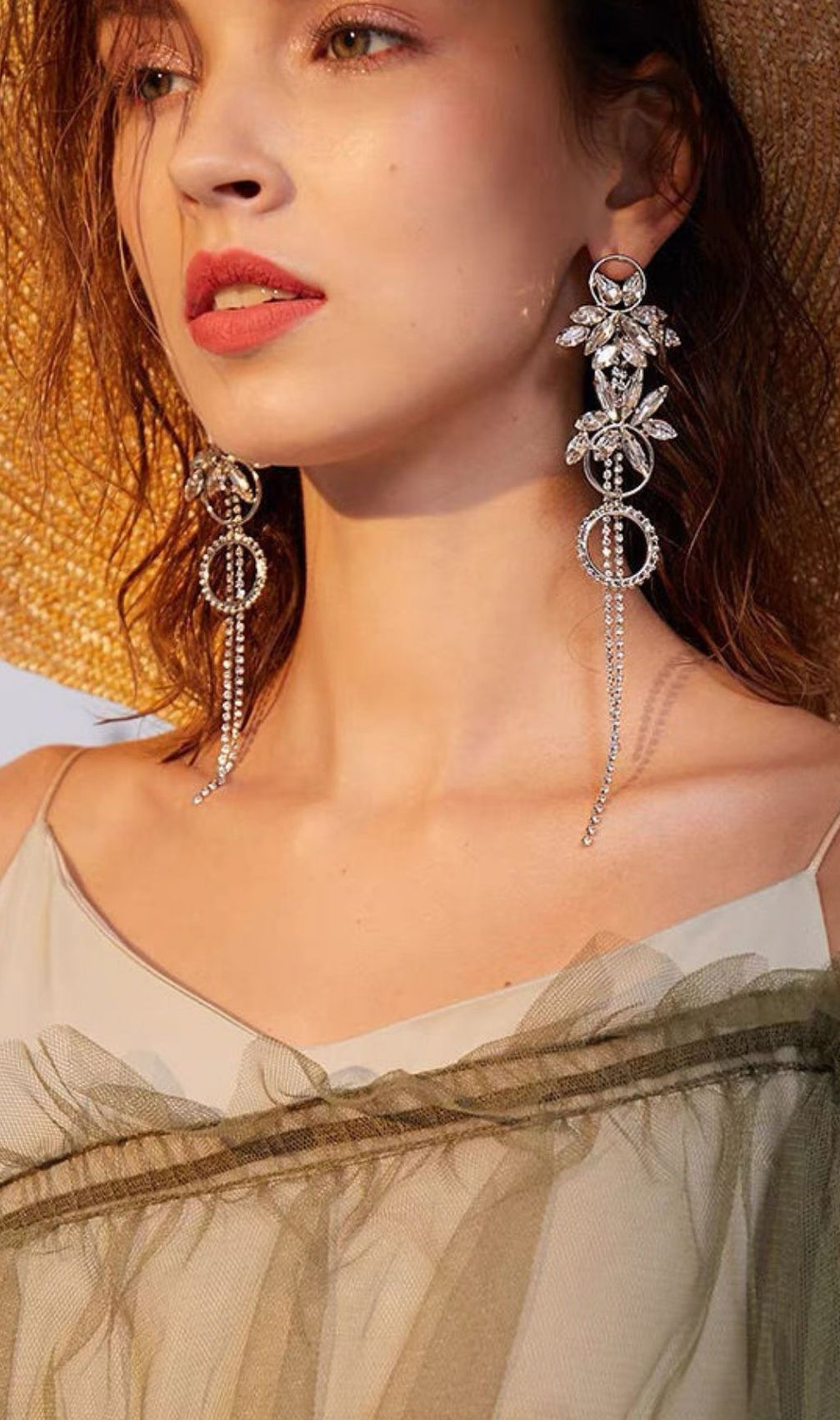 Journi Glamourous Diamante Dangle Earrings | Sparkling Crystal Statement Drops for Women