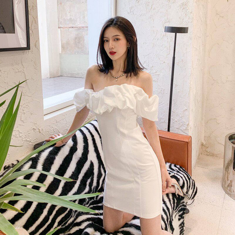 Elegant White Ruffled Off-Shoulder Satin Mini Dress - Chic Cocktail & Party Ready