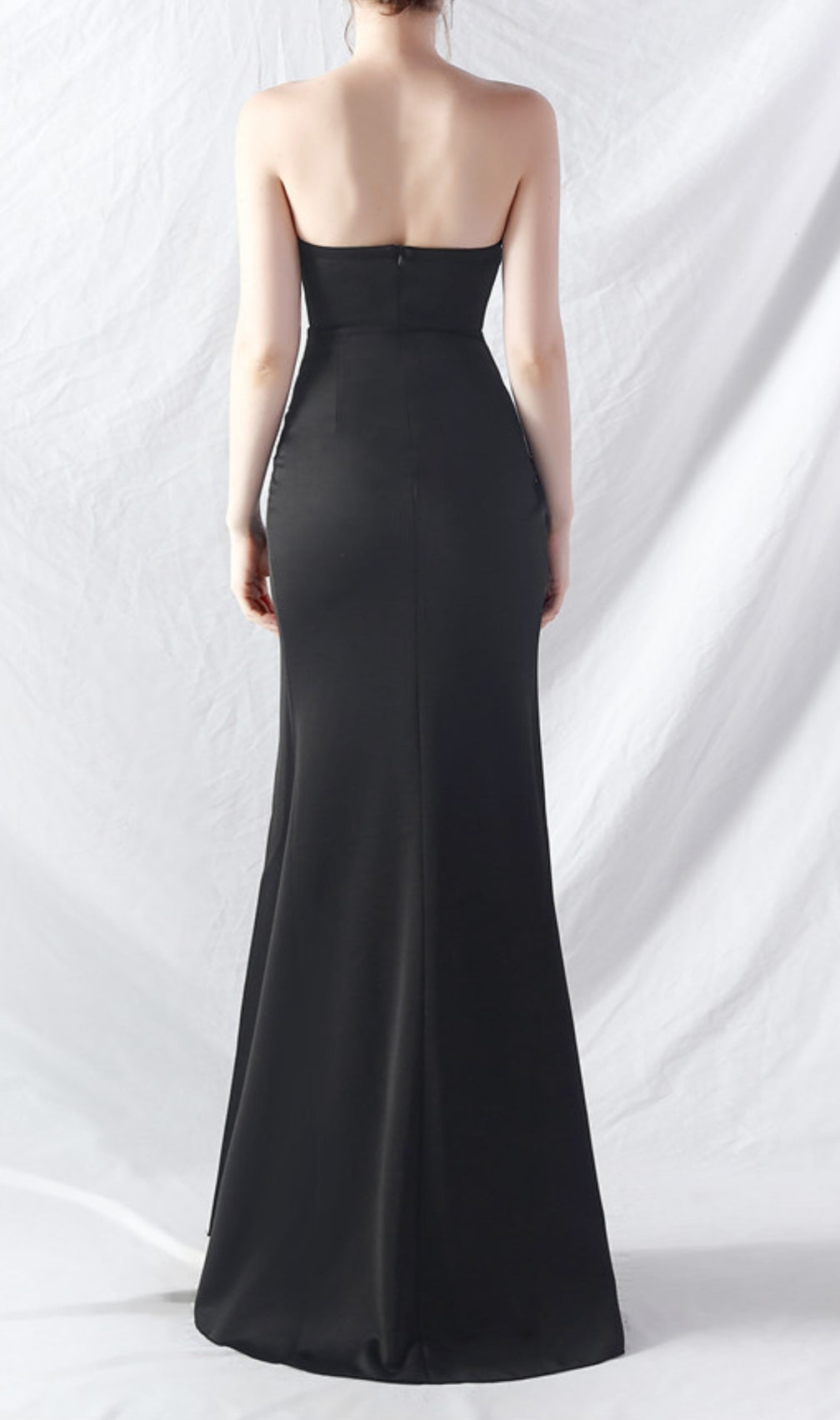Chizue Black Strapless Corset Split Maxi Dress