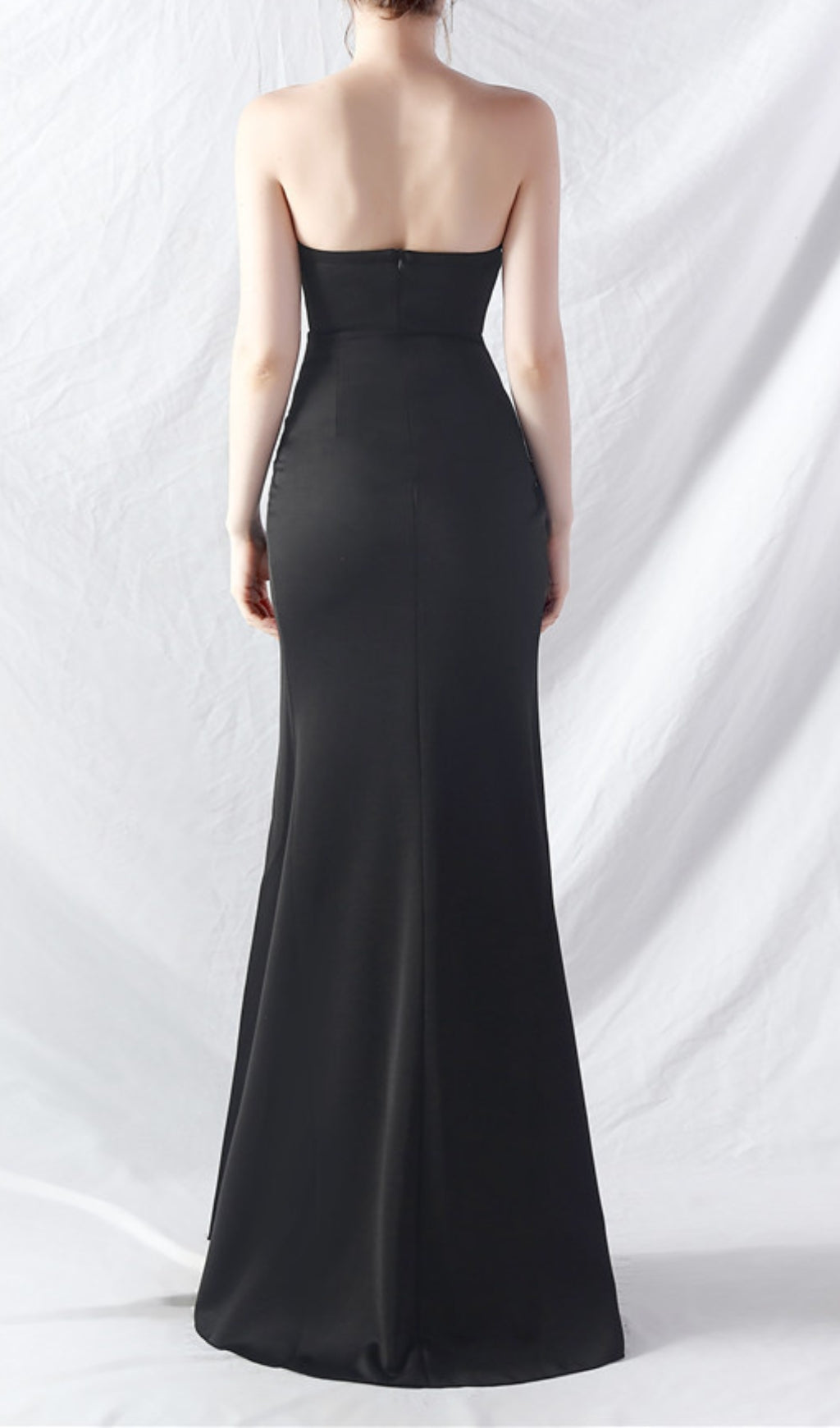 Chizue Black Strapless Corset Split Maxi Dress