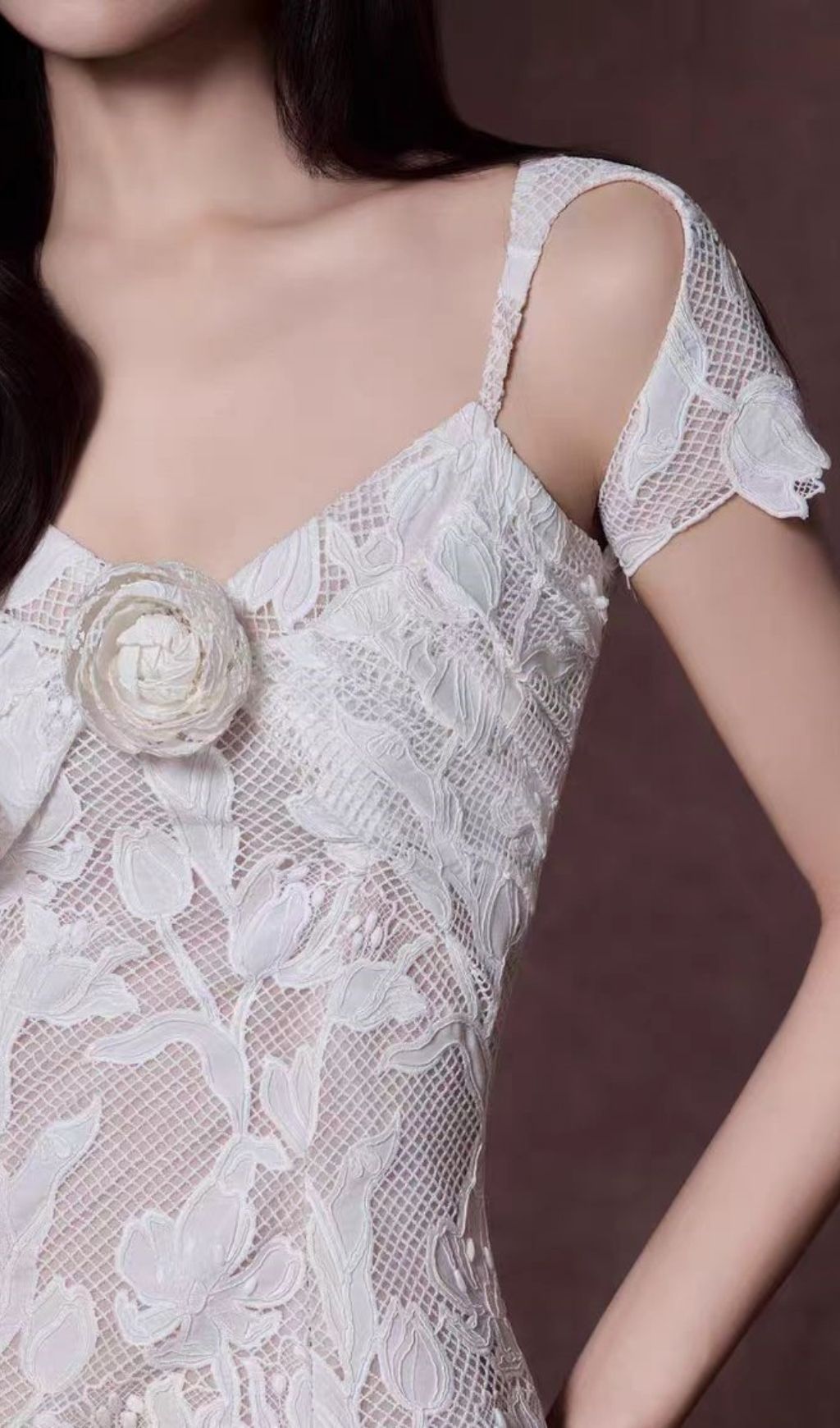 Phoenix Floral Applique Midi Dress in White