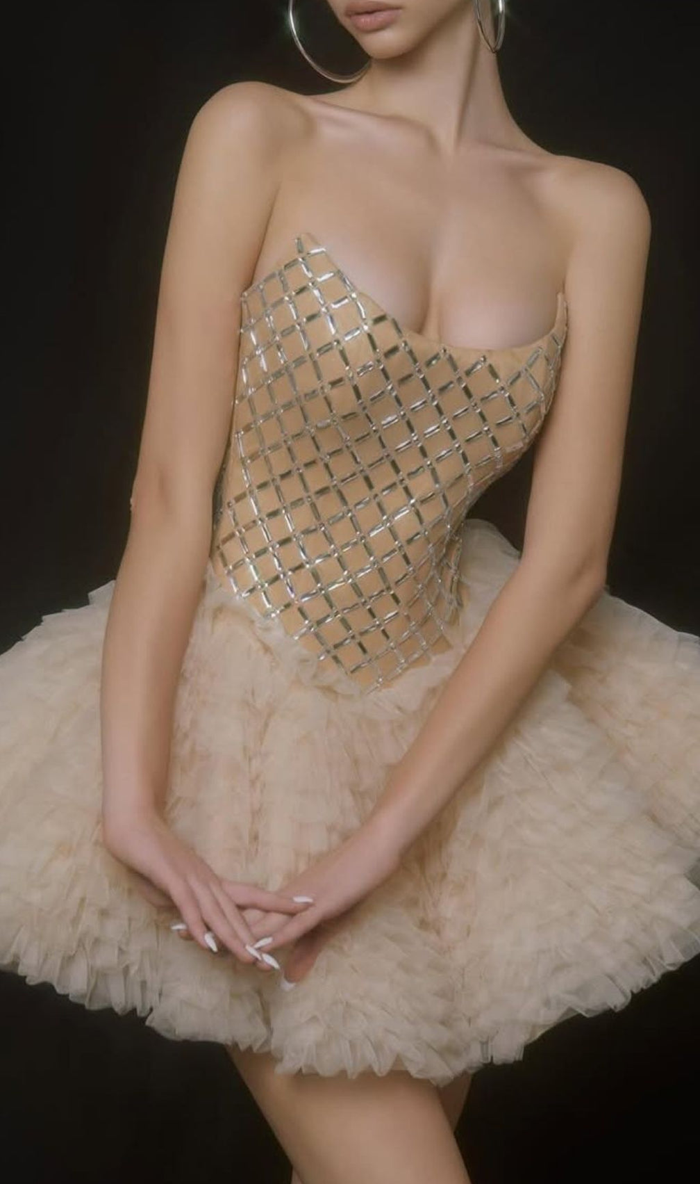 Keli Strapless Crystal Tulle Mini Dress: Dazzle & Glamour for Unforgettable Nights