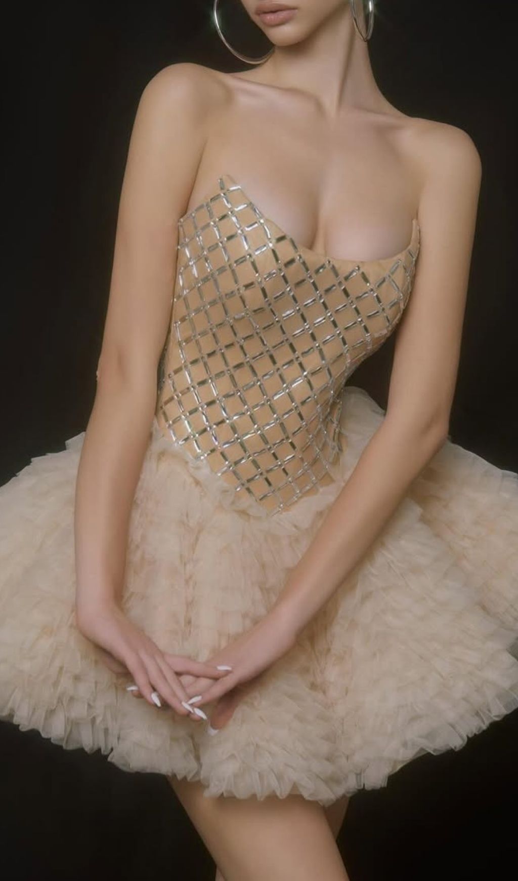 Keli Strapless Crystal Tulle Mini Dress: Dazzle & Glamour for Unforgettable Nights