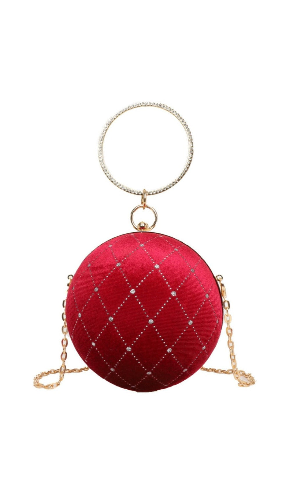 Anais Circle Rhinestone Velvet Clutch