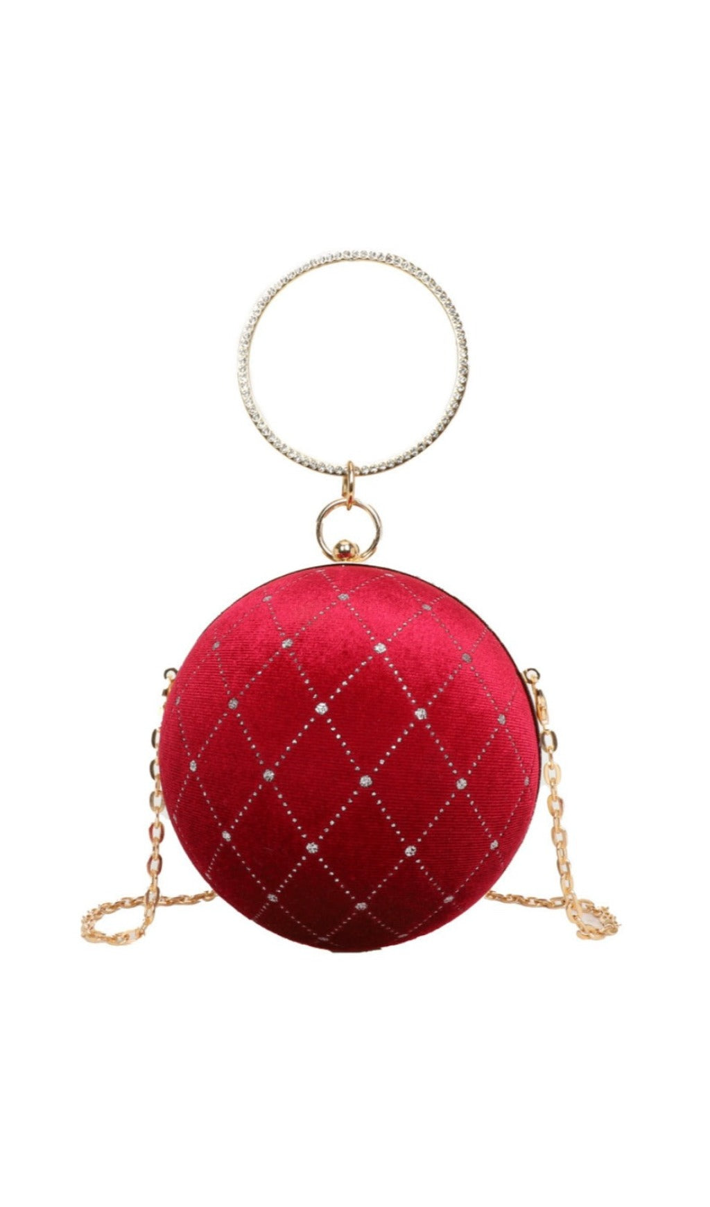 Anais Circle Rhinestone Velvet Clutch