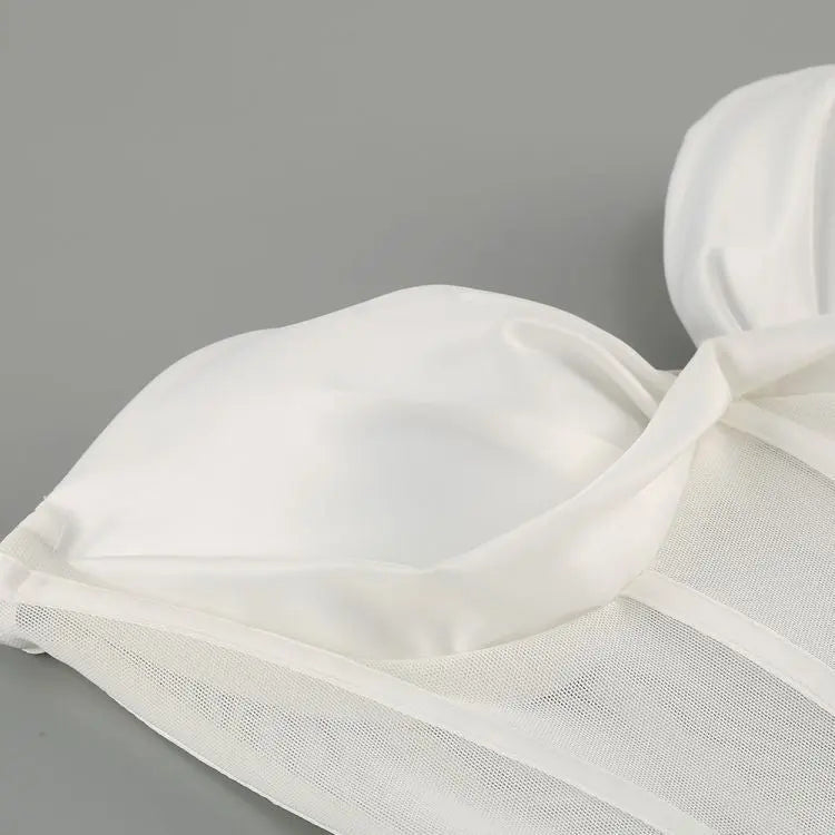 White Mesh Corset Maxi Bandage Dress