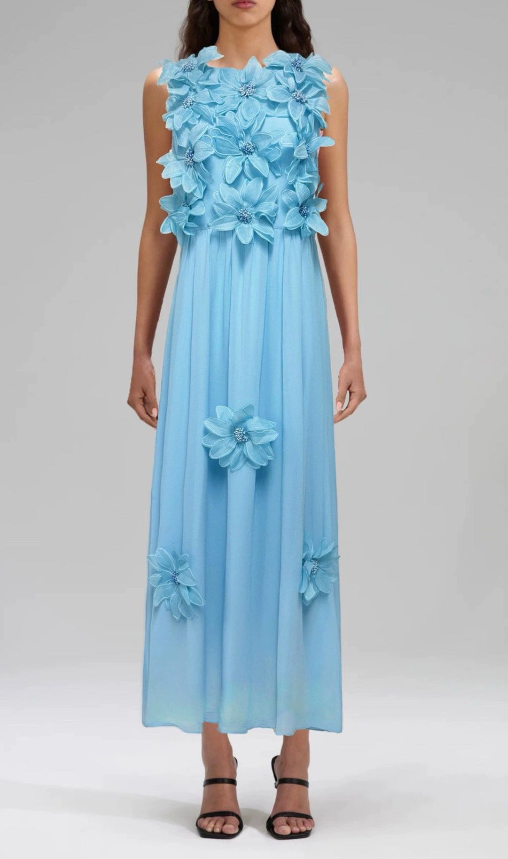 Garo 3D Flower Embellished Midi Dress
