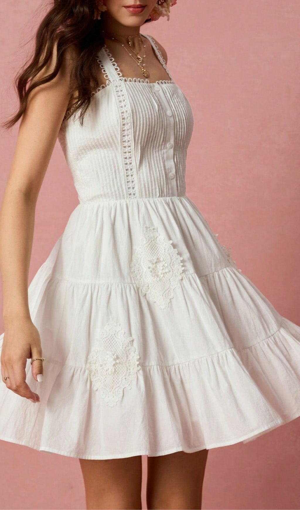 Landy White Pleated Mini Dress