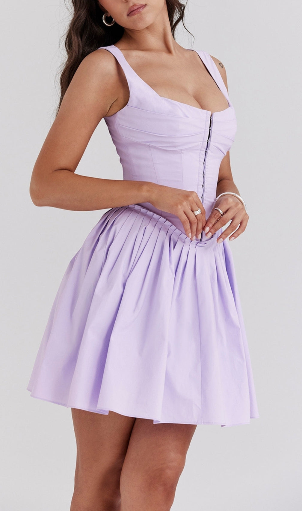 Attina Purple Pleated Mini Dress