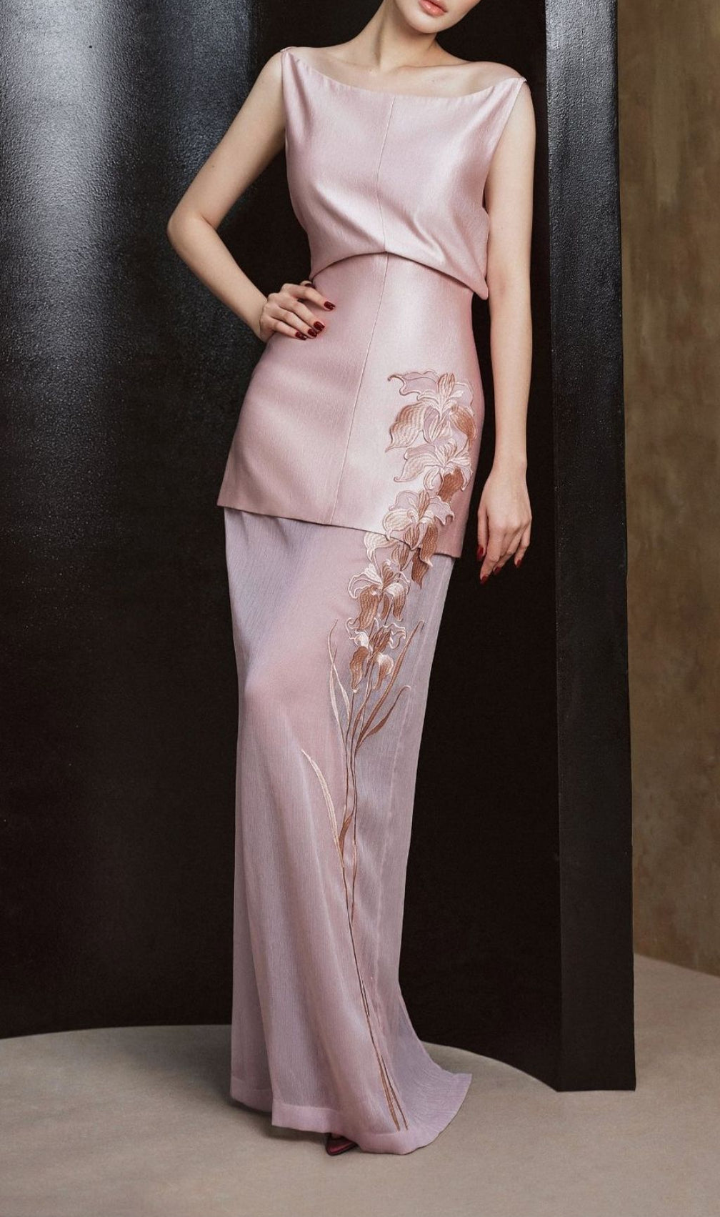 Kerlisha Artful Floral Embroidered Sleeveless Maxi Dress | Elegant Special Occasion Gown