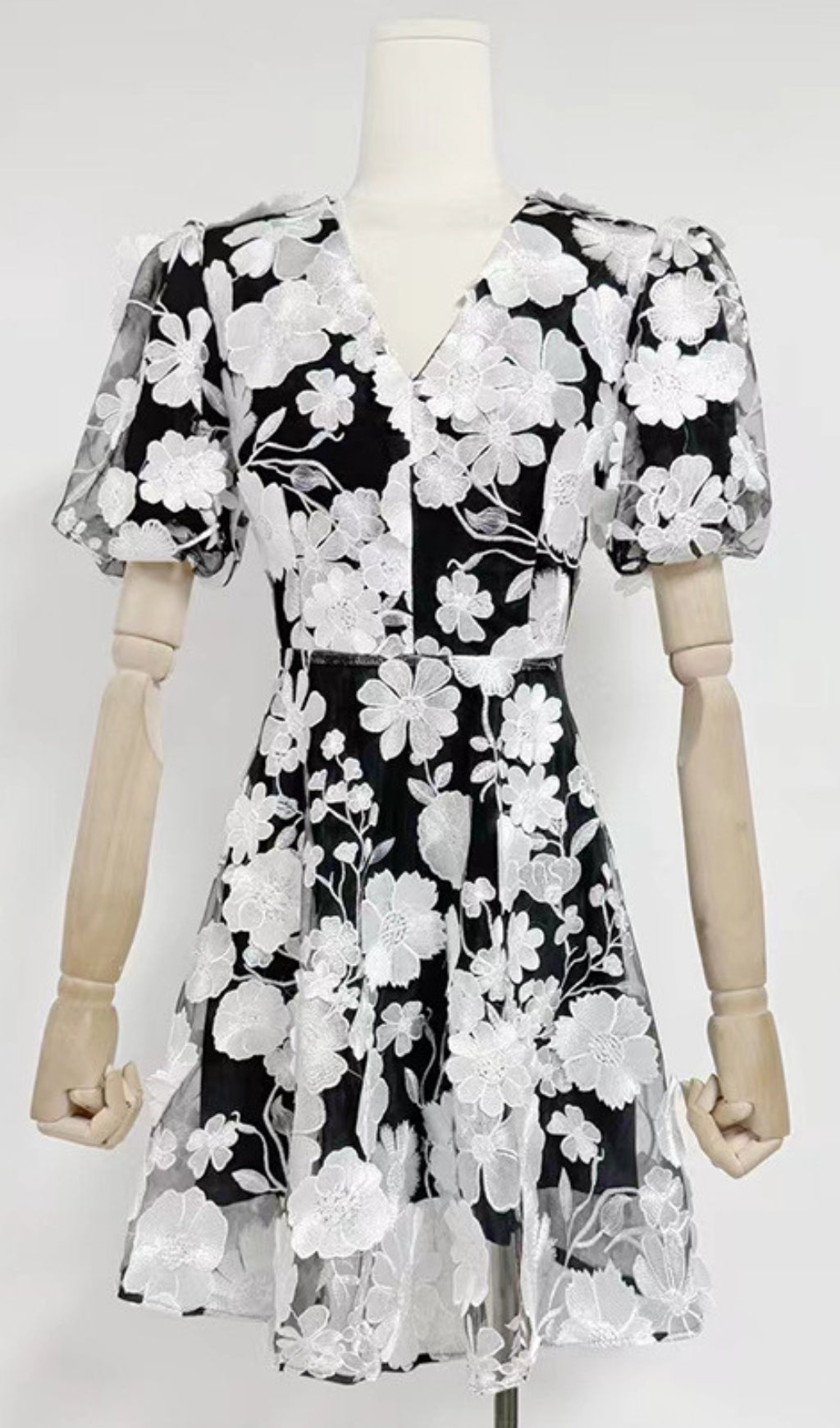 Chayan Flower Embroidery Mini Dress