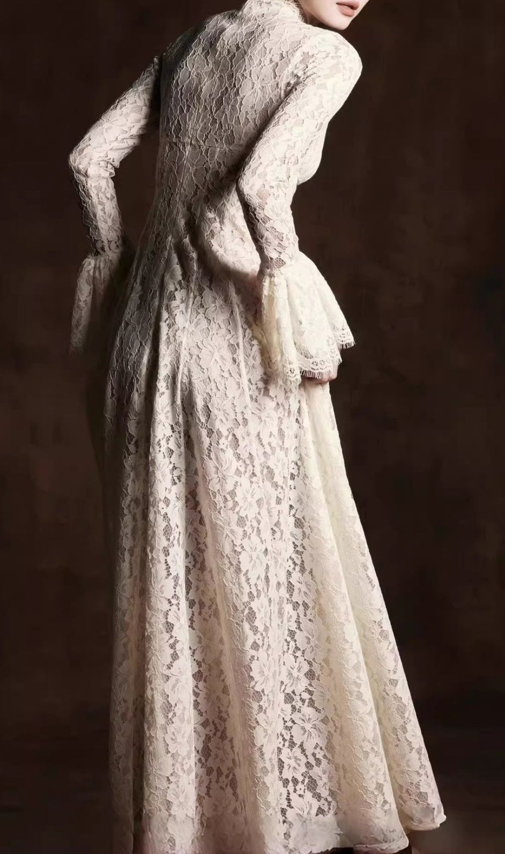 Keres Timeless Flared Sleeve Lace Maxi Gown - Elegant Formal Evening Dress for Women