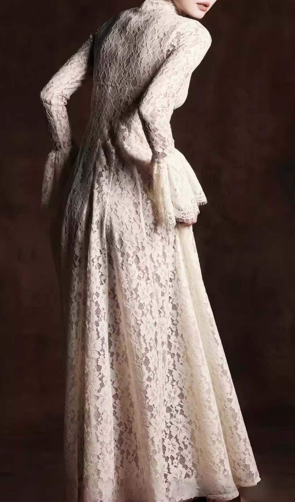 Keres Timeless Flared Sleeve Lace Maxi Gown - Elegant Formal Evening Dress for Women