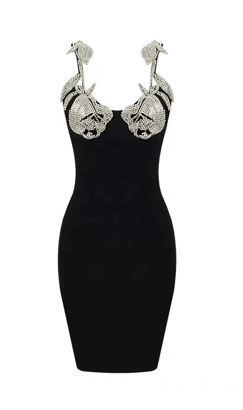 Glamorous Crystal Rose Black Bandage Mini Dress | Luxe Bodycon Party Dress