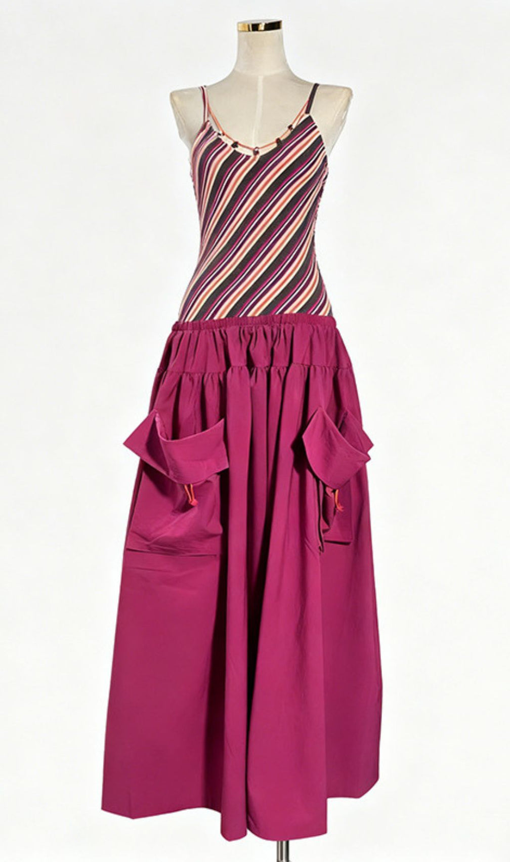 Jalal Vibrant Striped Maxi Dress with Statement Pockets - Effortless Chic for Women