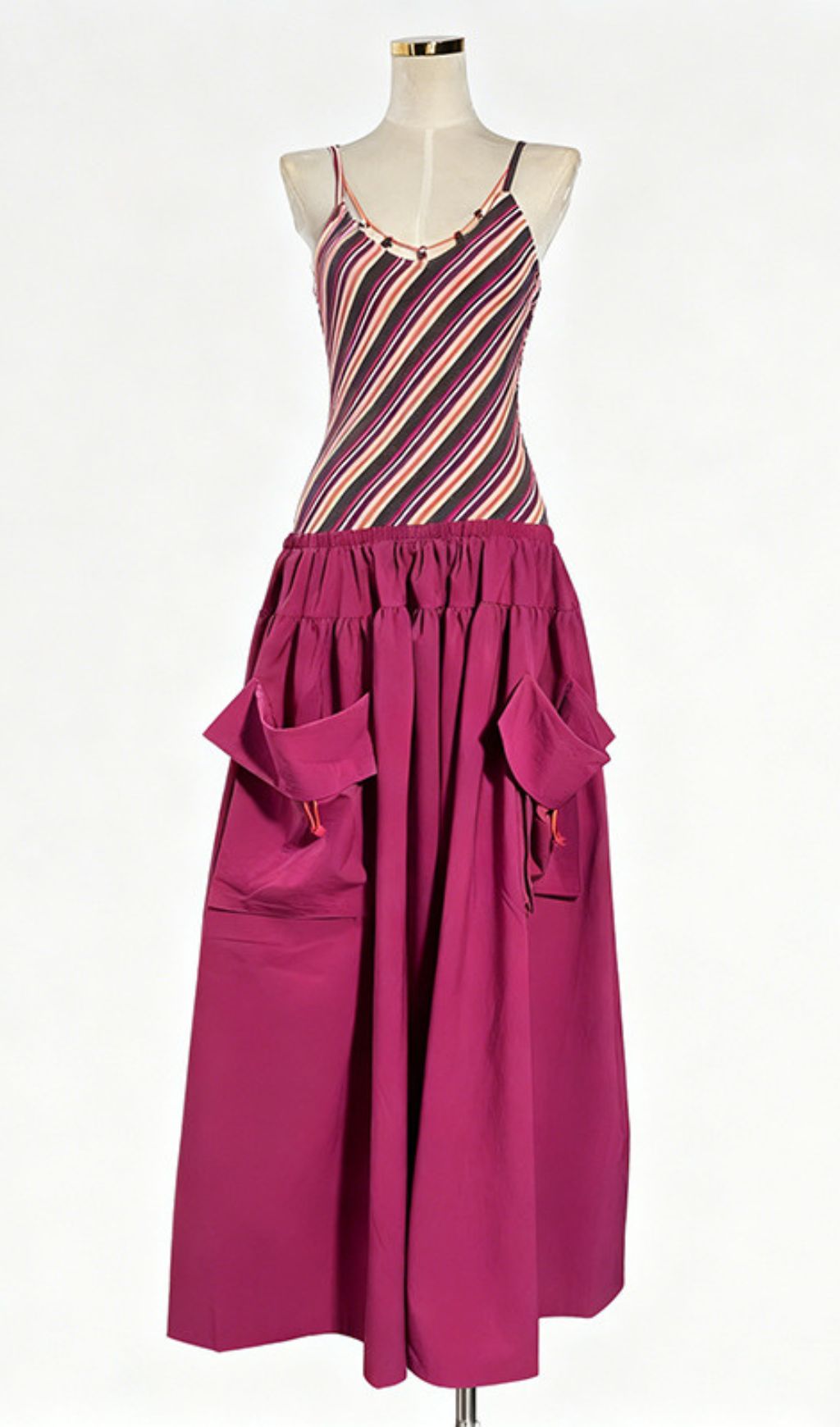 Jalal Vibrant Striped Maxi Dress with Statement Pockets - Effortless Chic for Women