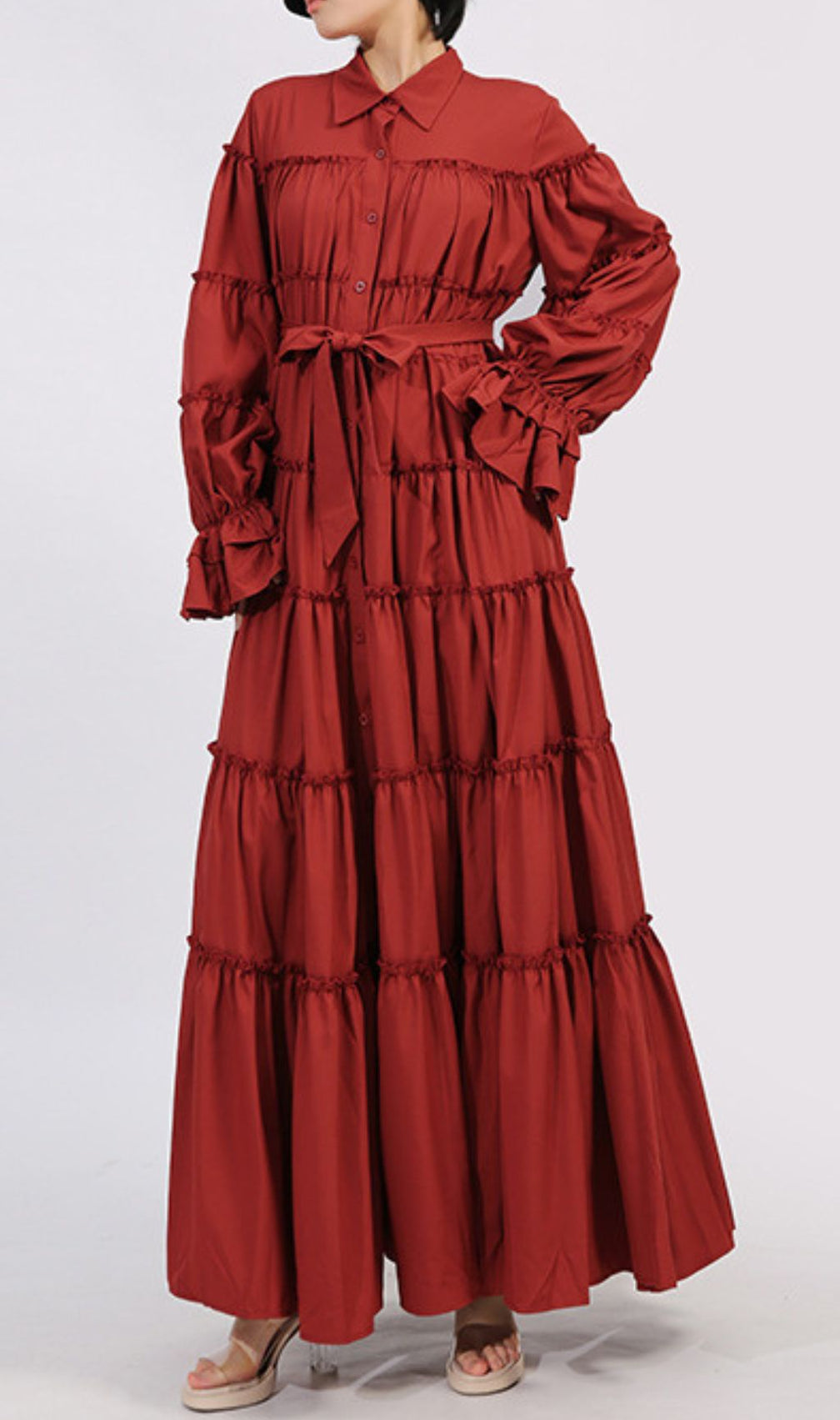 Genaro Red Long Sleeve Maxi Dress