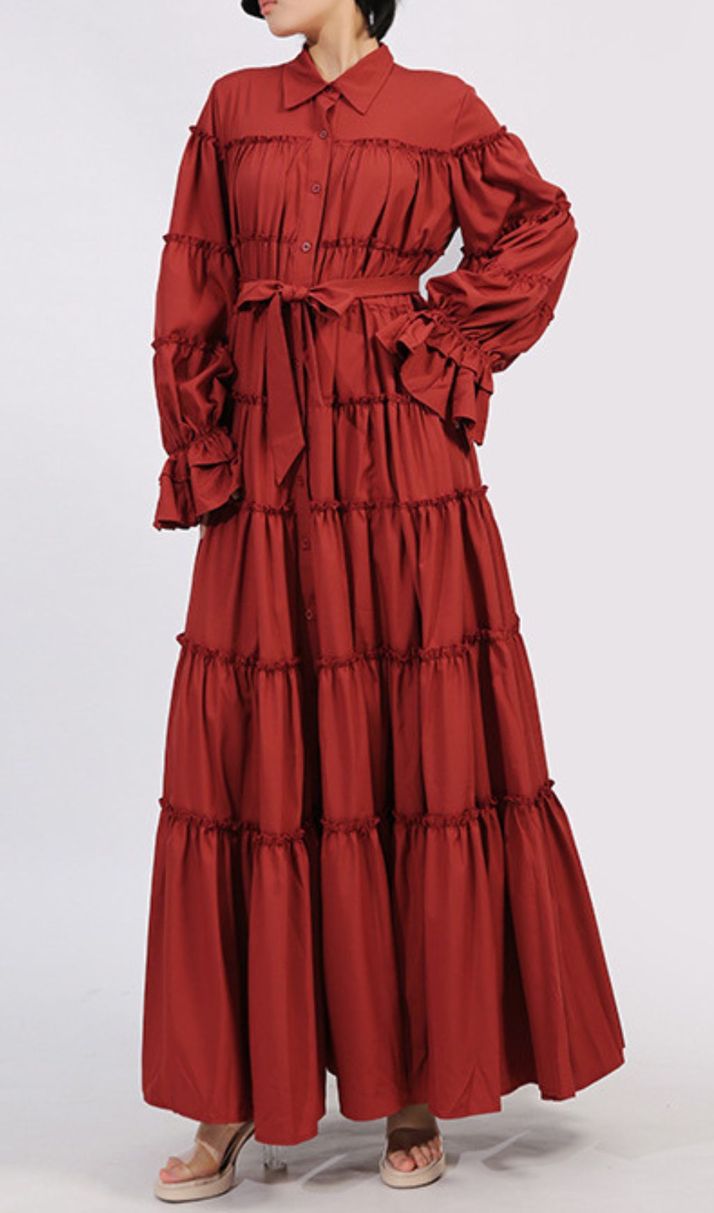 Genaro Red Long Sleeve Maxi Dress