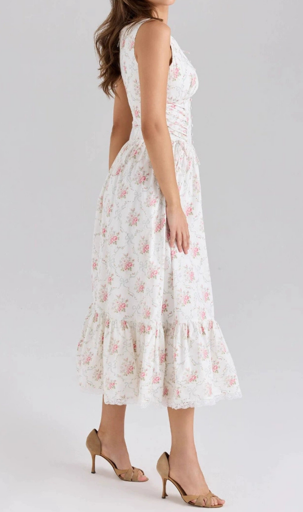 Haruhi Sleeveless Floral Midi Dress