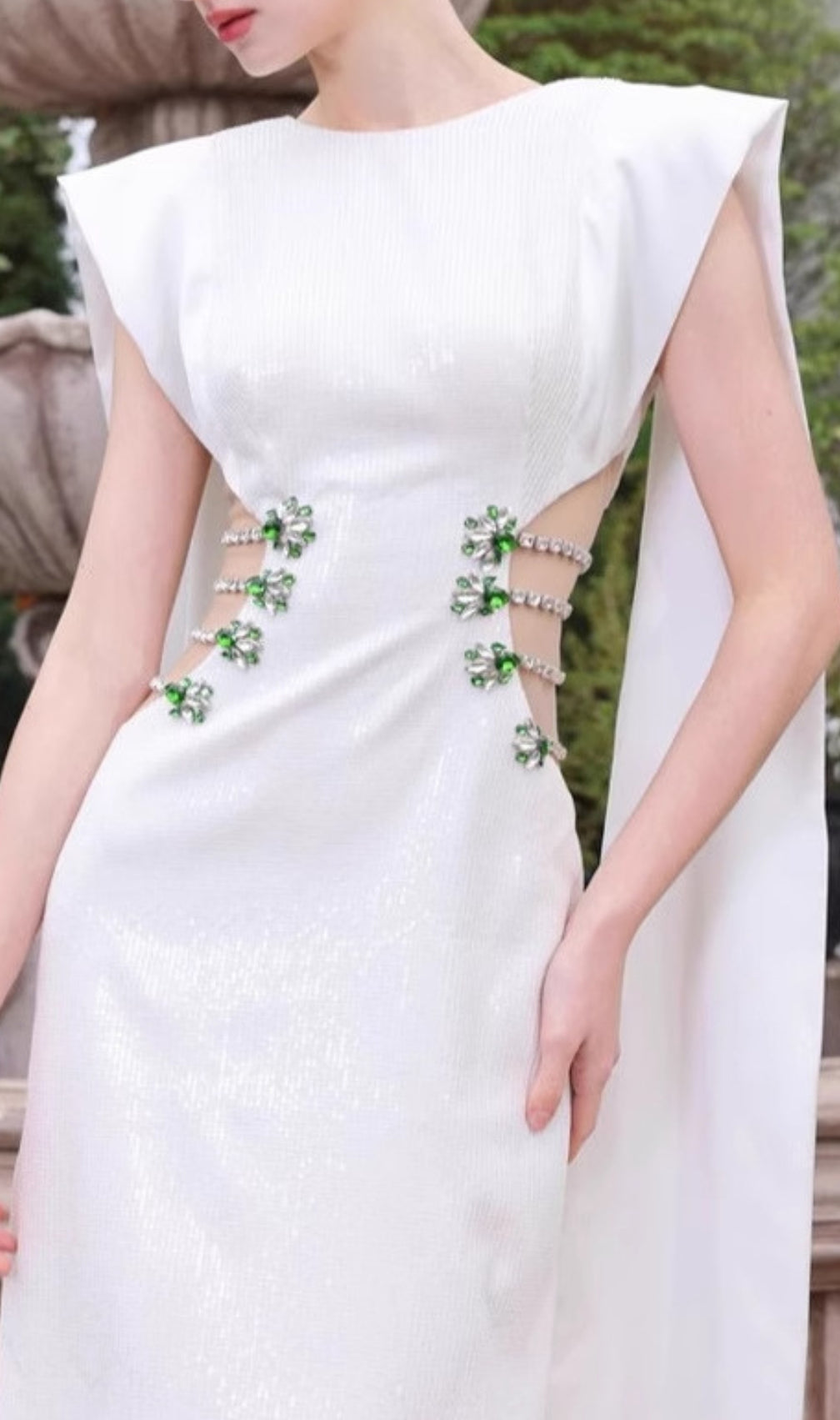 Chenoa White Cutout Diamond Bandage Maxi Dress