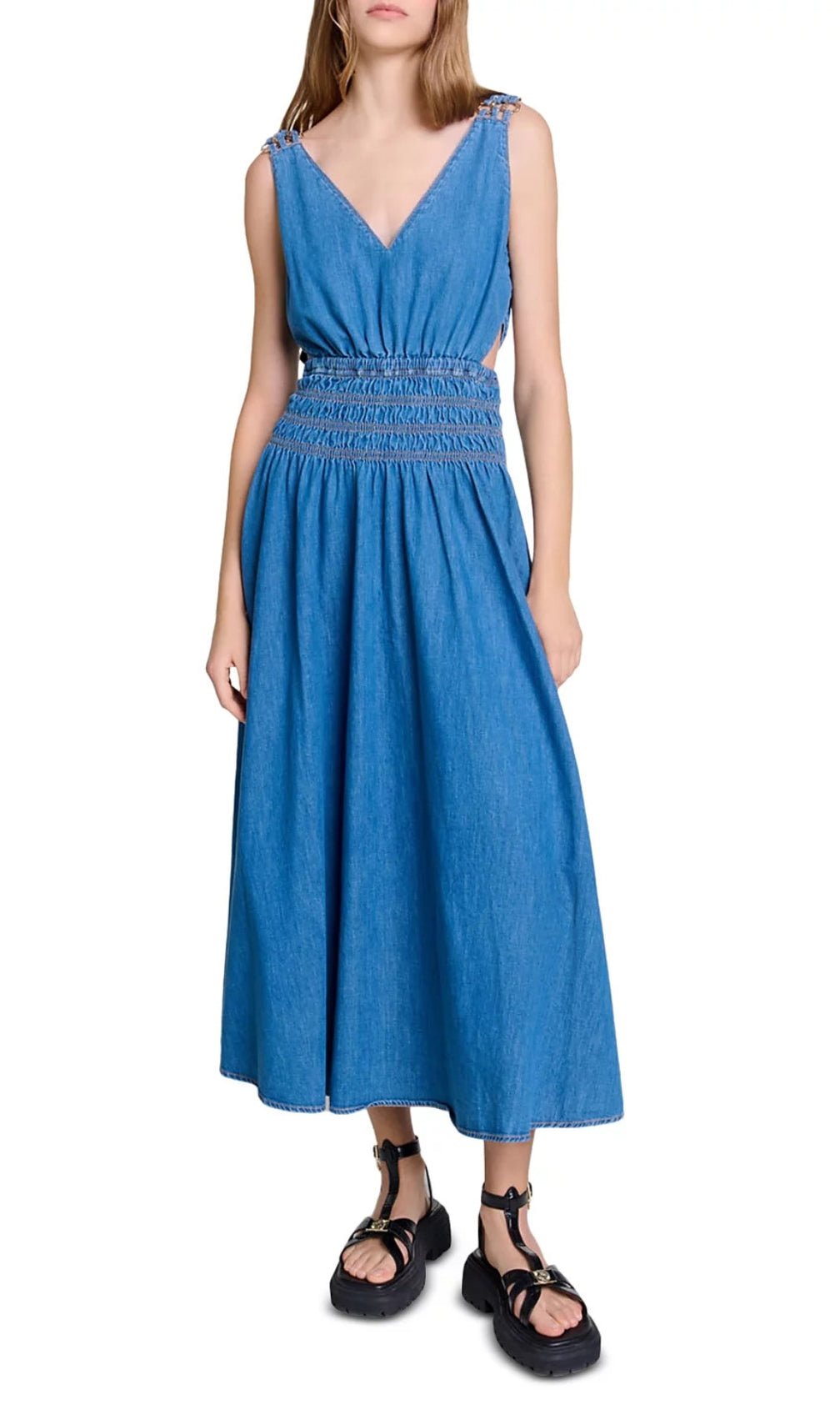 Runim Cutaway Denim Maxi Dress