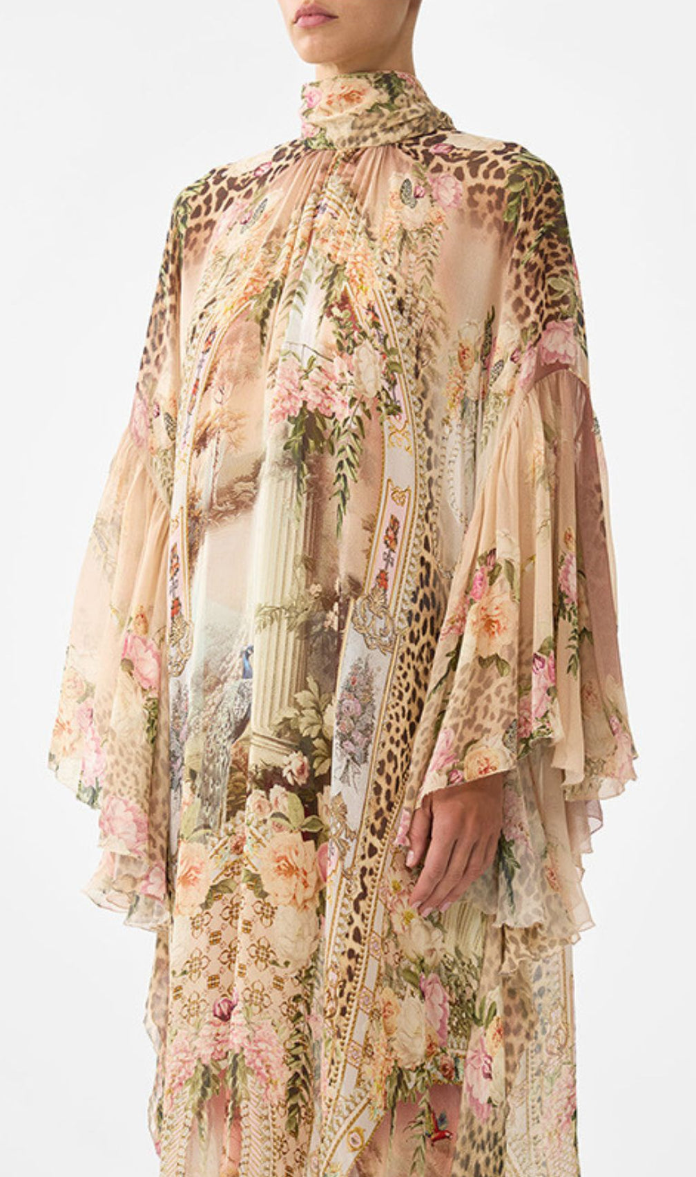 Jetta Exotic Floral & Leopard Print Flowing Maxi Dress